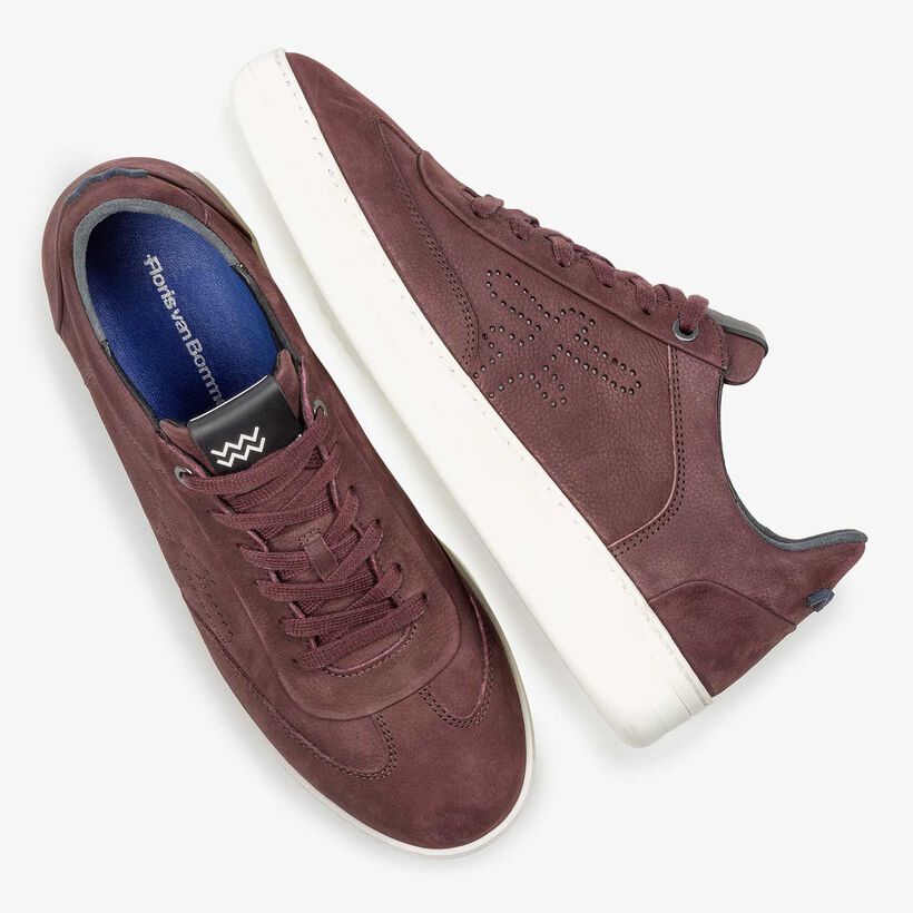 Red printed nubuck leather sneaker