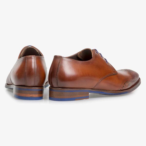 Dark cognac-coloured calf leather lace shoe