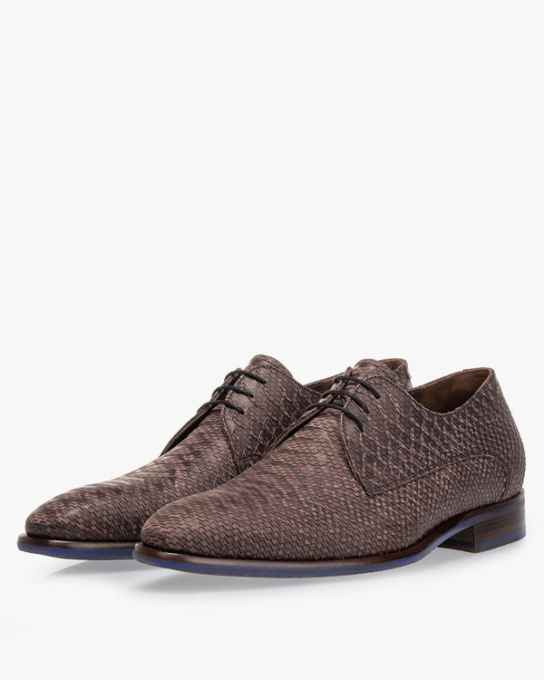 Lace shoe nubuck leather dark brown