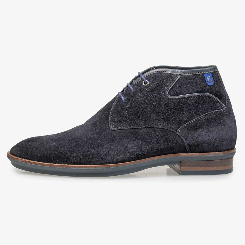 Dark blue suede leather lace boot