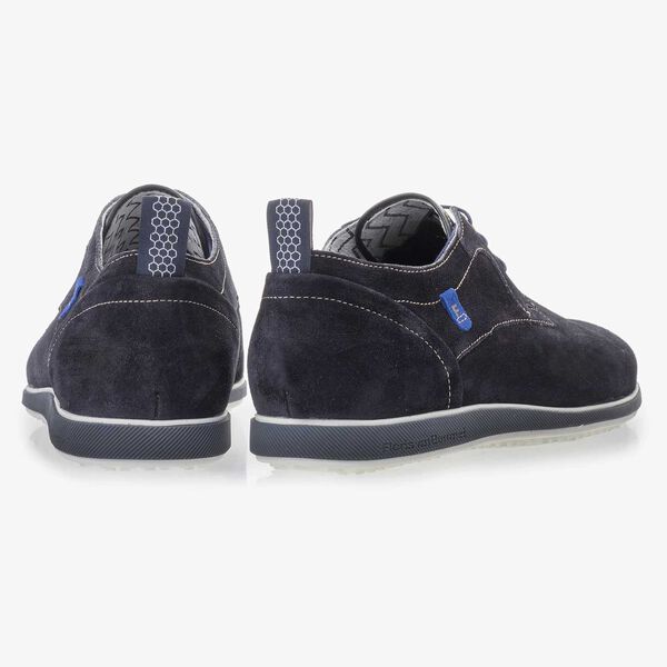 Dark blue suede leather lace shoe