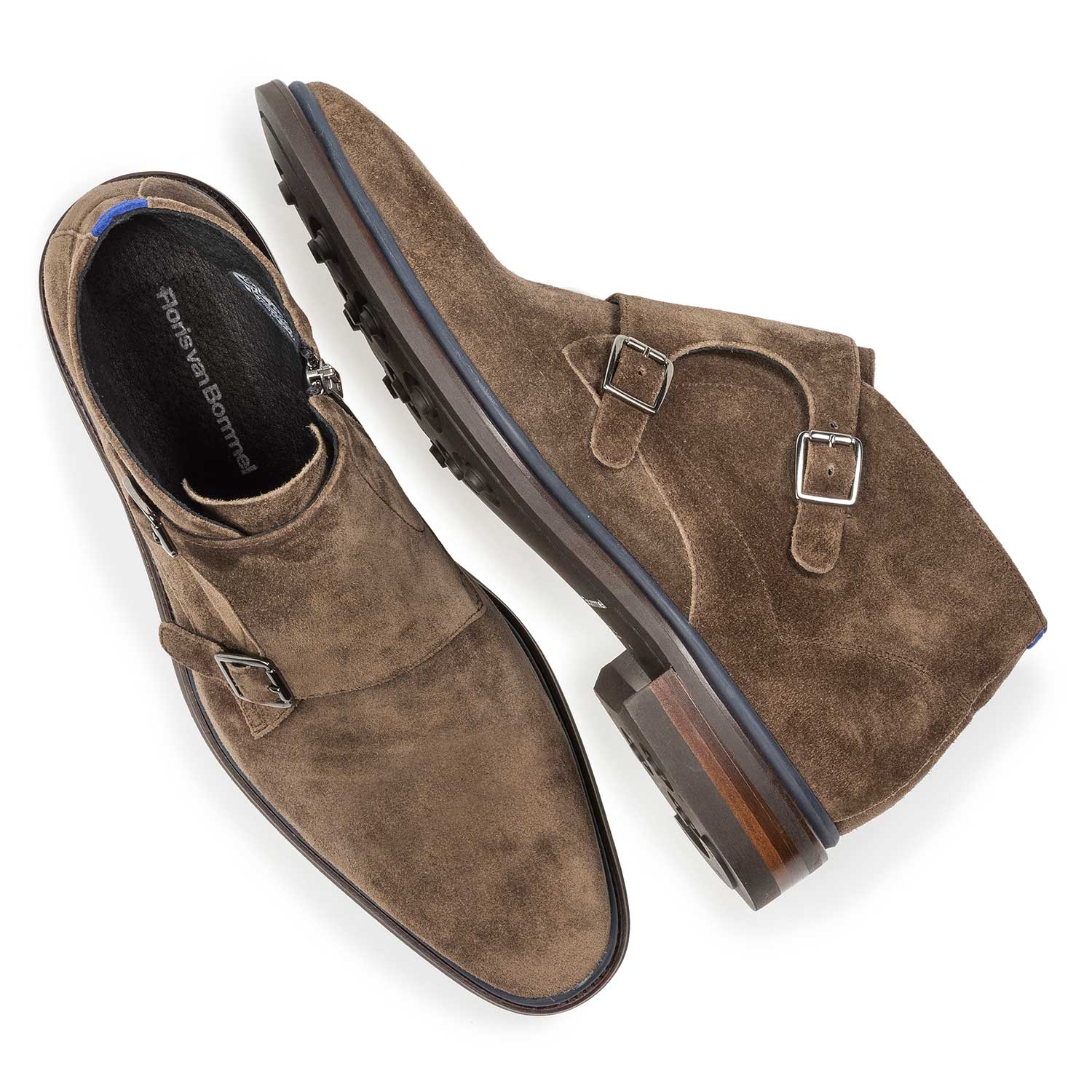 10672/02 - Dark taupe-coloured suede monk strap 10672/02 - Dark taupe-coloured suede monk strap