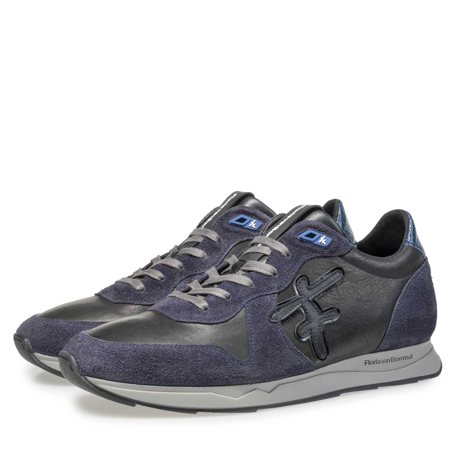 16226/07 - Nappa leather sneaker with blue suede leather accents 16226/07 - Nappa leather sneaker with blue suede leather accents