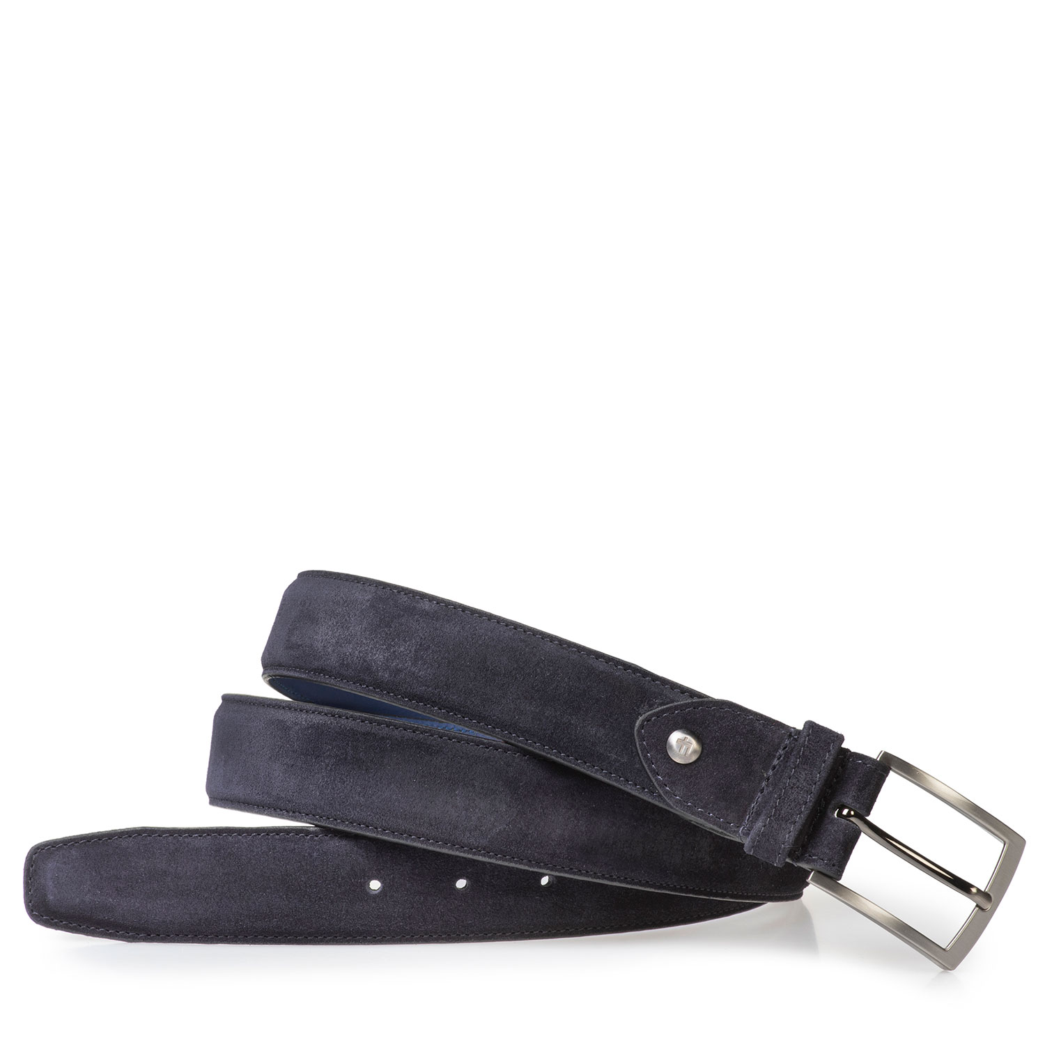 75201/74 - Dark blue suede leather belt with print 75201/74 - Dark blue suede leather belt with print