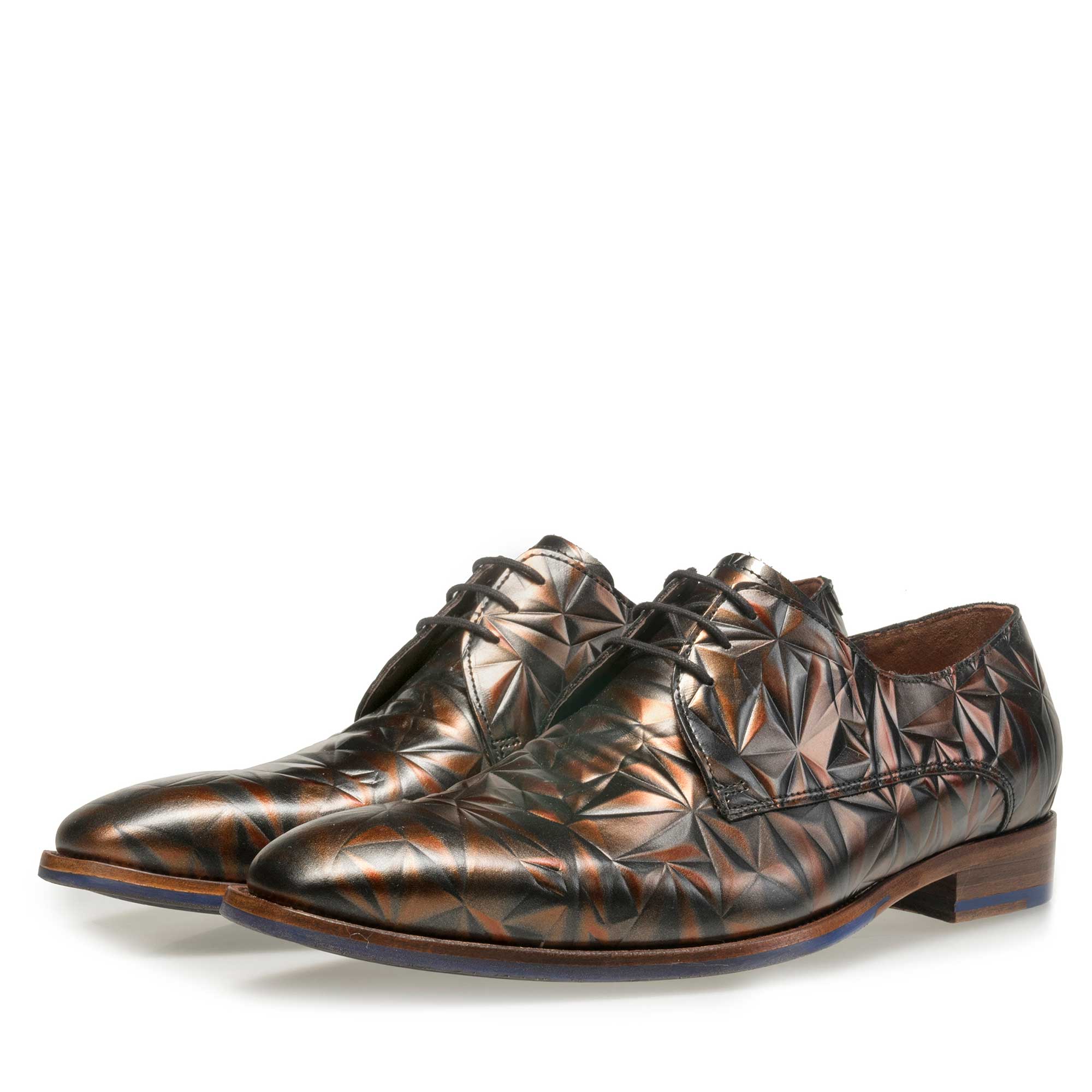 14237/03 - Floris van Bommel men’s brown leather lace shoe finished with a copper-coloured 3D effect 14237/03 - Floris van Bommel men’s brown leather lace shoe finished with a copper-coloured 3D effect