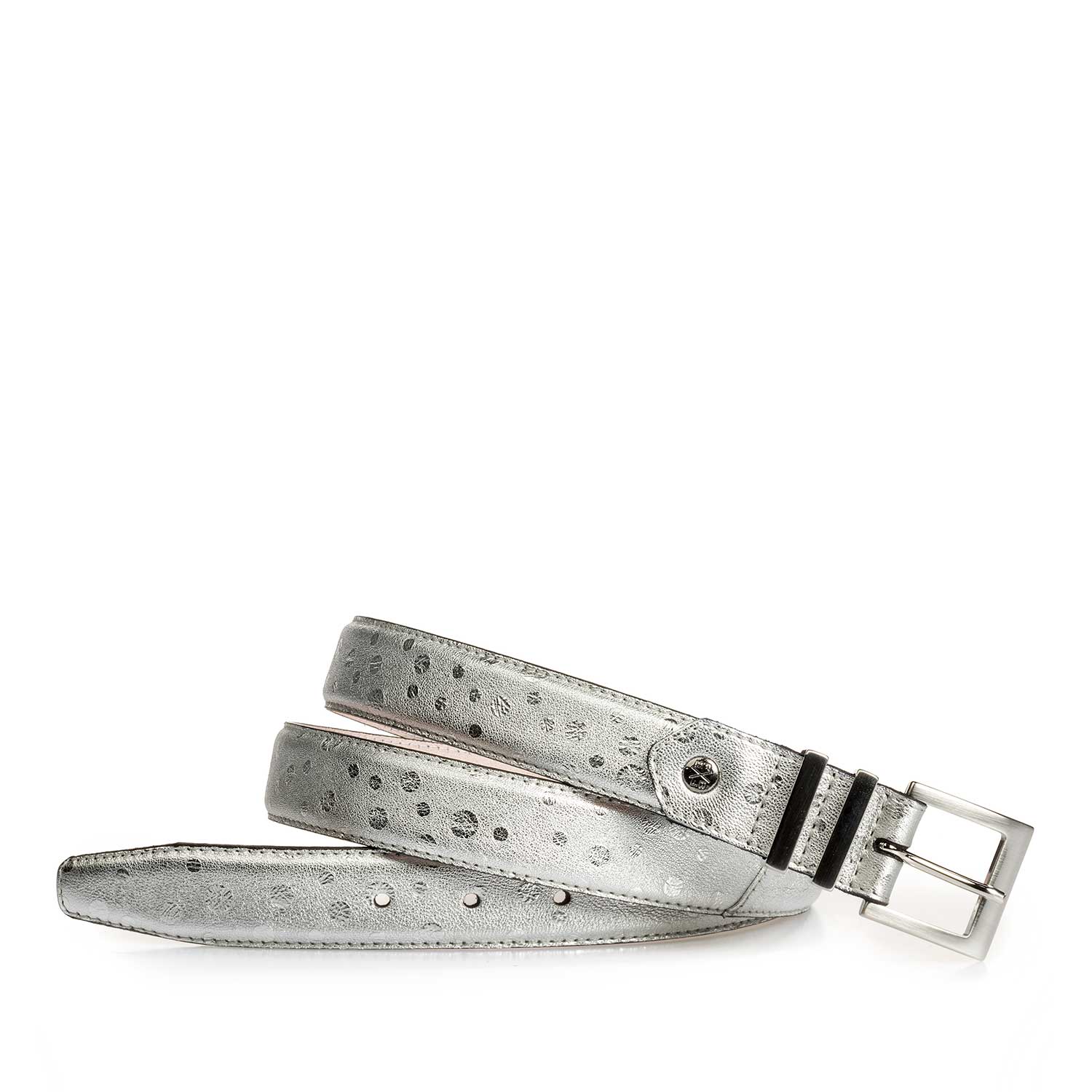 75808/02 - Silver-coloured patterned leather belt 75808/02 - Silver-coloured patterned leather belt