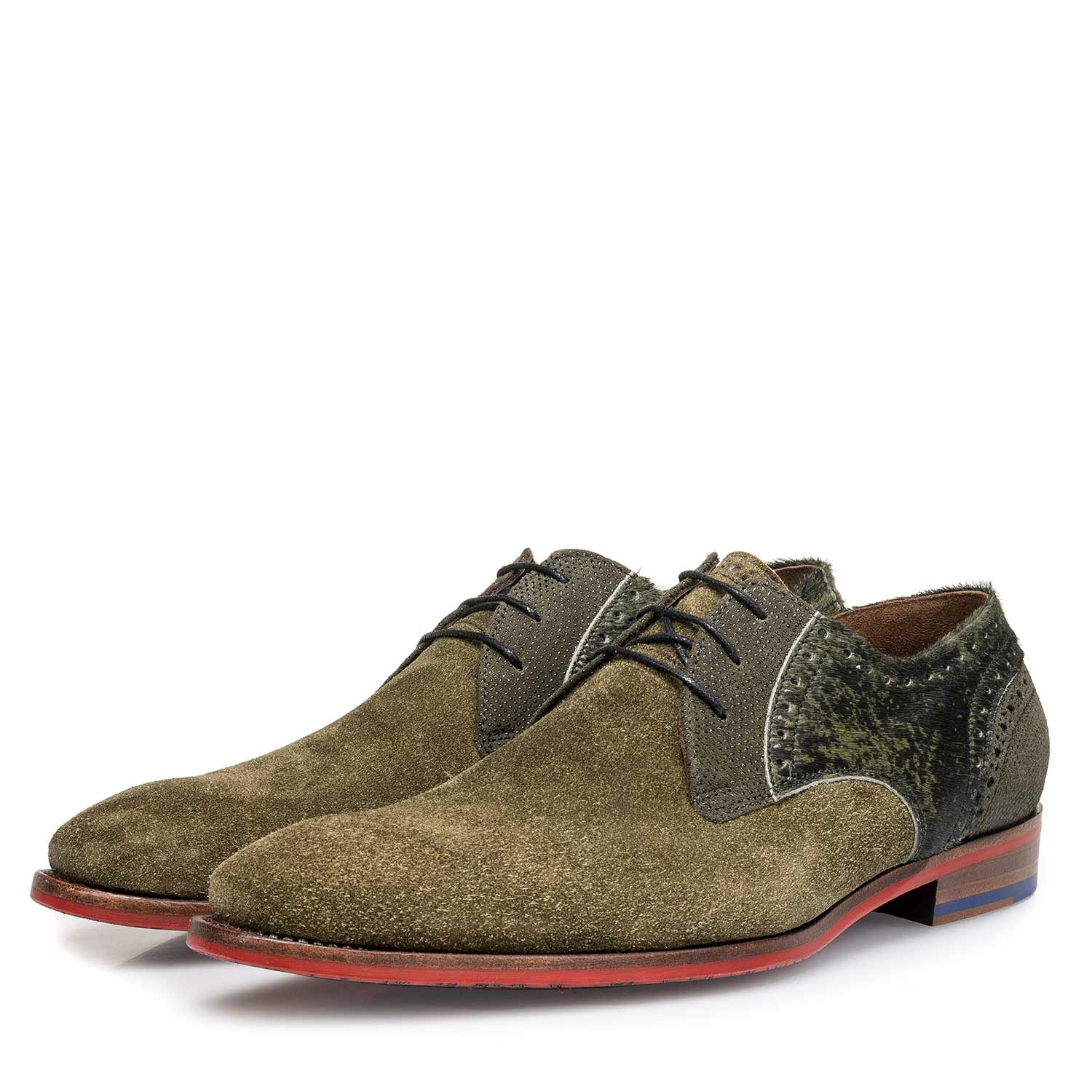 18104/08 - Green rough suede leather lace shoe 18104/08 - Green rough suede leather lace shoe