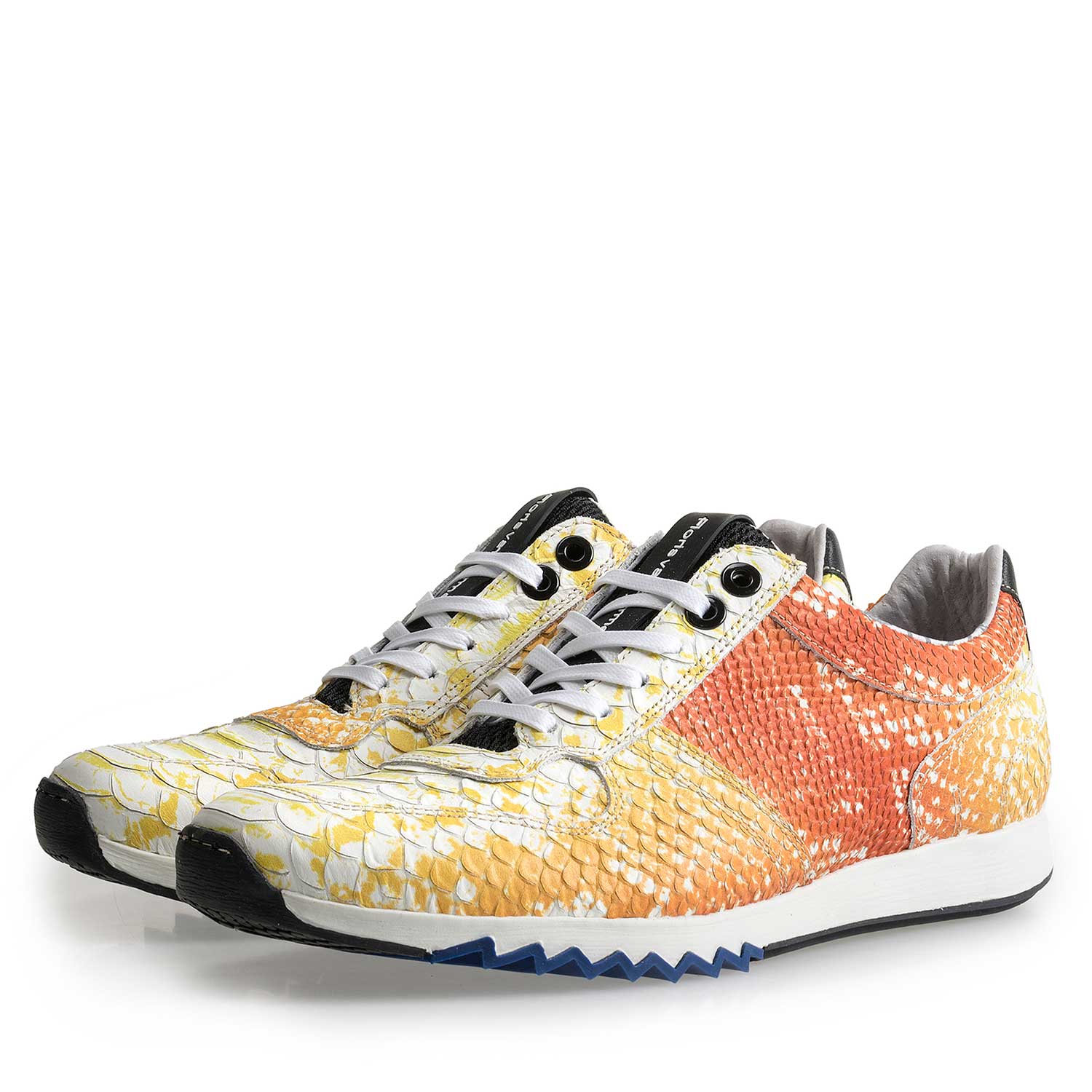 16227/12 - Yellow leather sneaker with a snake pattern 16227/12 - Yellow leather sneaker with a snake pattern