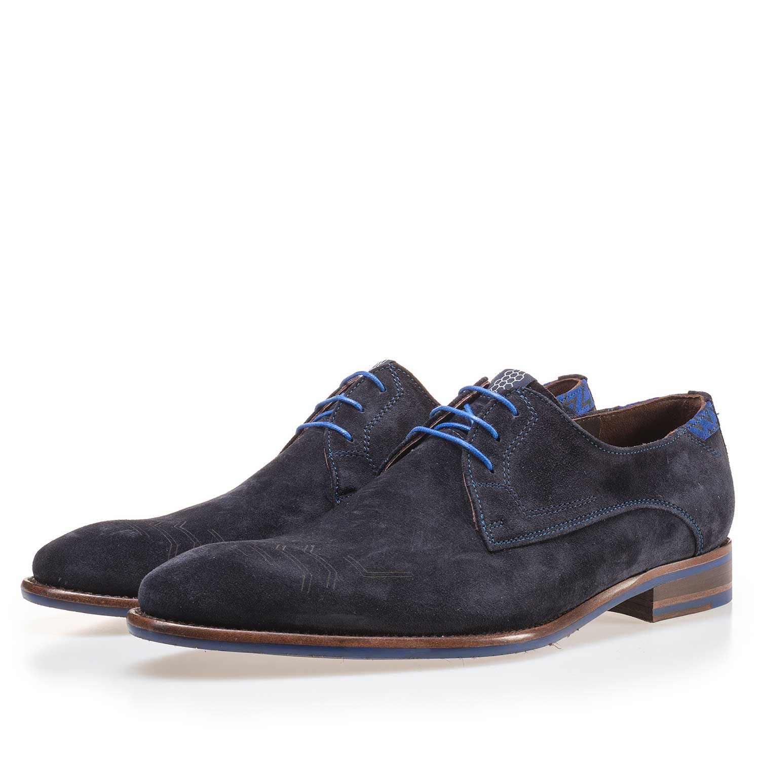 14092/03 - Dark blue suede leather lace shoe 14092/03 - Dark blue suede leather lace shoe
