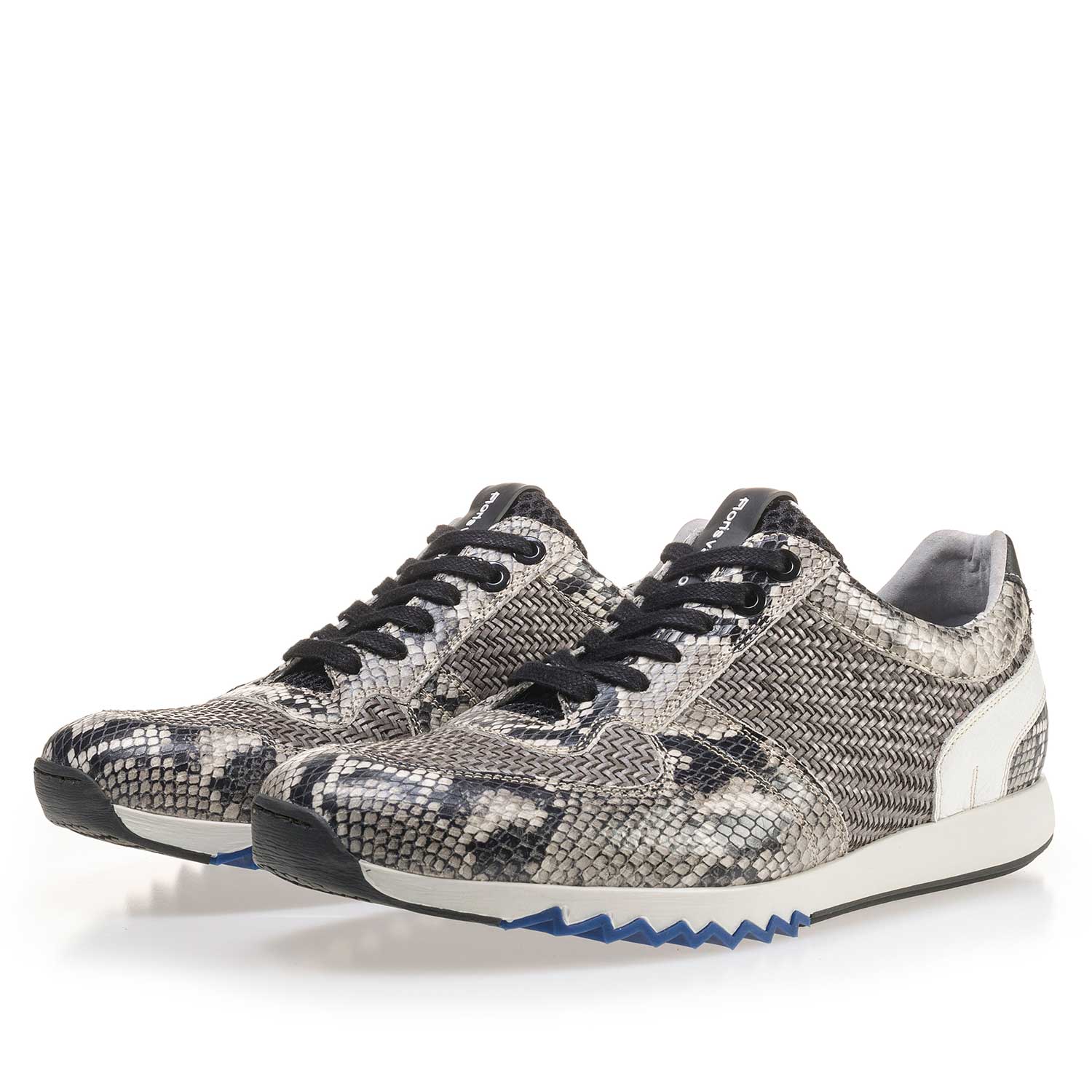 16171/03 - Grey leather sneaker with a snake print 16171/03 - Grey leather sneaker with a snake print