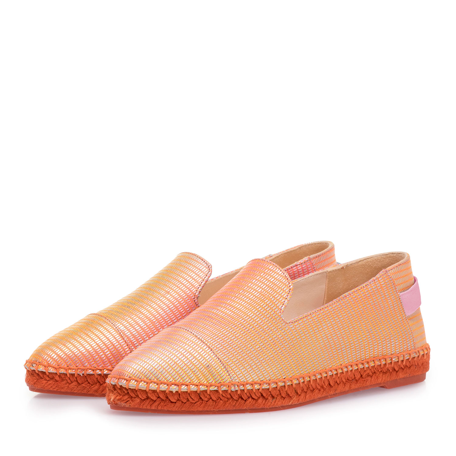 85420/08 - Orange leather espadrilles with metallic print 85420/08 - Orange leather espadrilles with metallic print