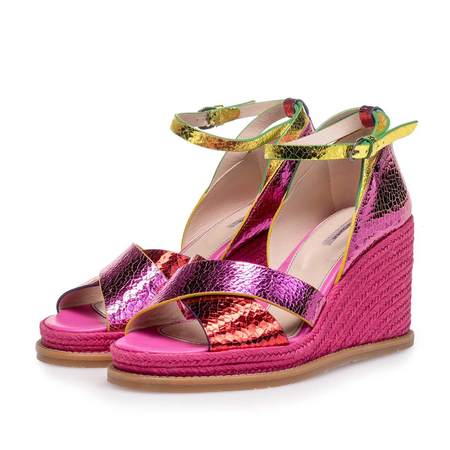 85915/01 - Pink metallic leather sandal with craquelé effect 85915/01 - Pink metallic leather sandal with craquelé effect