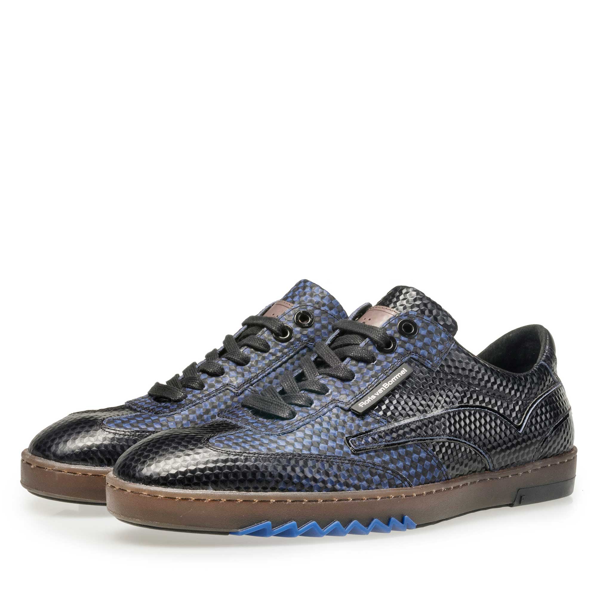 16074/21 - Floris van Bommel men’s dark blue sneaker finished with a black print 16074/21 - Floris van Bommel men’s dark blue sneaker finished with a black print