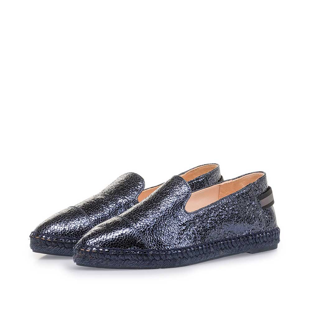 85420/02 - Dark blue leather espadrilles with metallic print 85420/02 - Dark blue leather espadrilles with metallic print