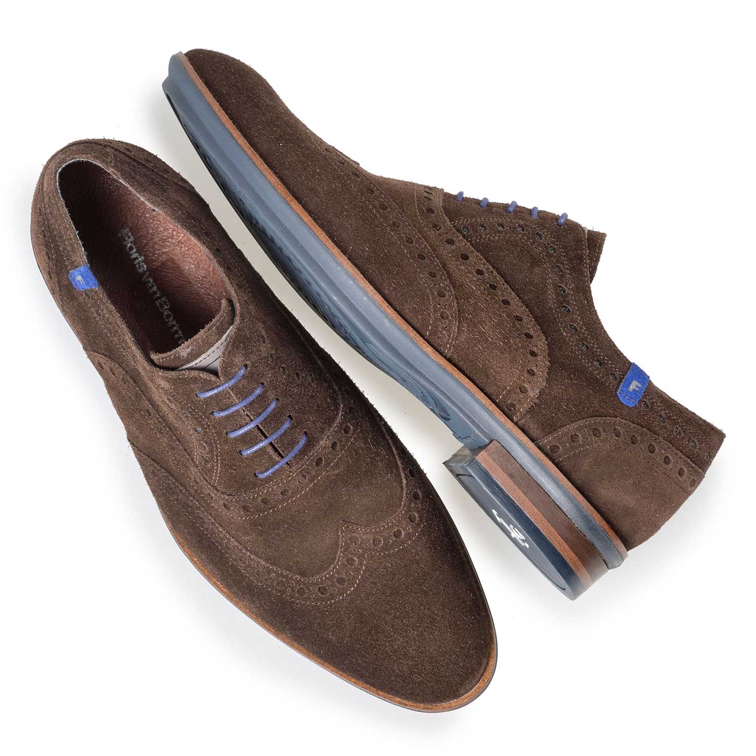 19048/05 - Brown brogue suede leather lace shoe 19048/05 - Brown brogue suede leather lace shoe