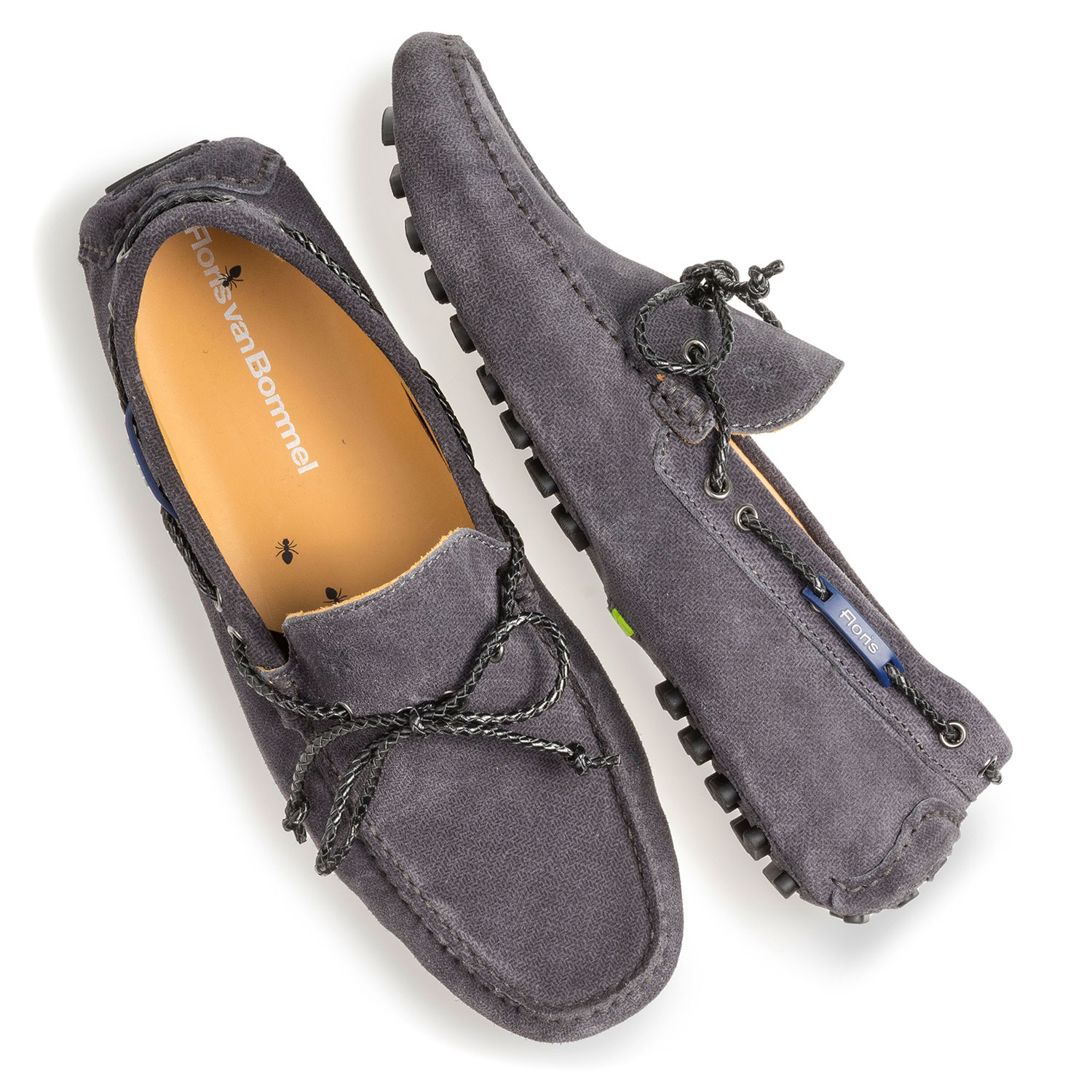 15214/10 - Dark grey suede leather moccasin with print 15214/10 - Dark grey suede leather moccasin with print