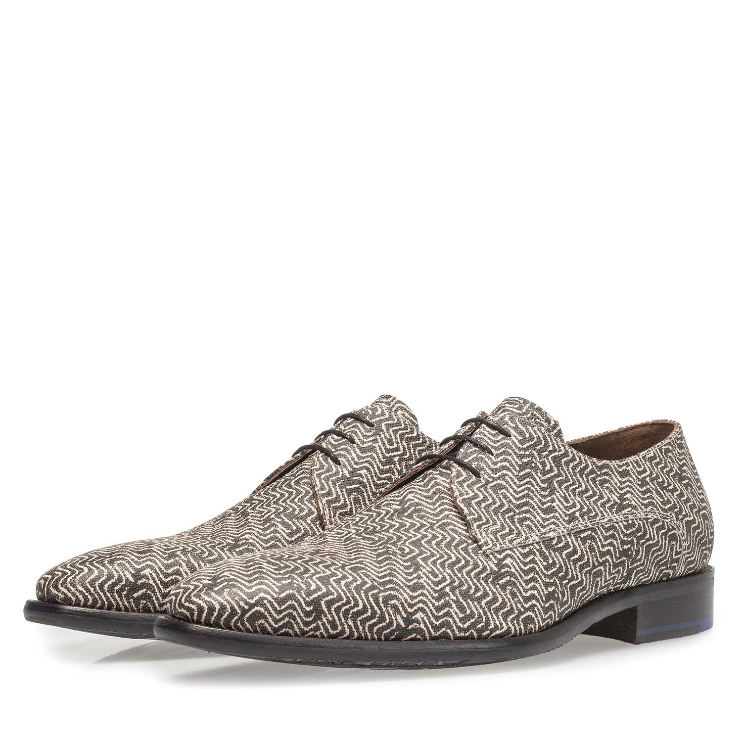 18146/01 - Grey leather lace shoe with graphic print 18146/01 - Grey leather lace shoe with graphic print