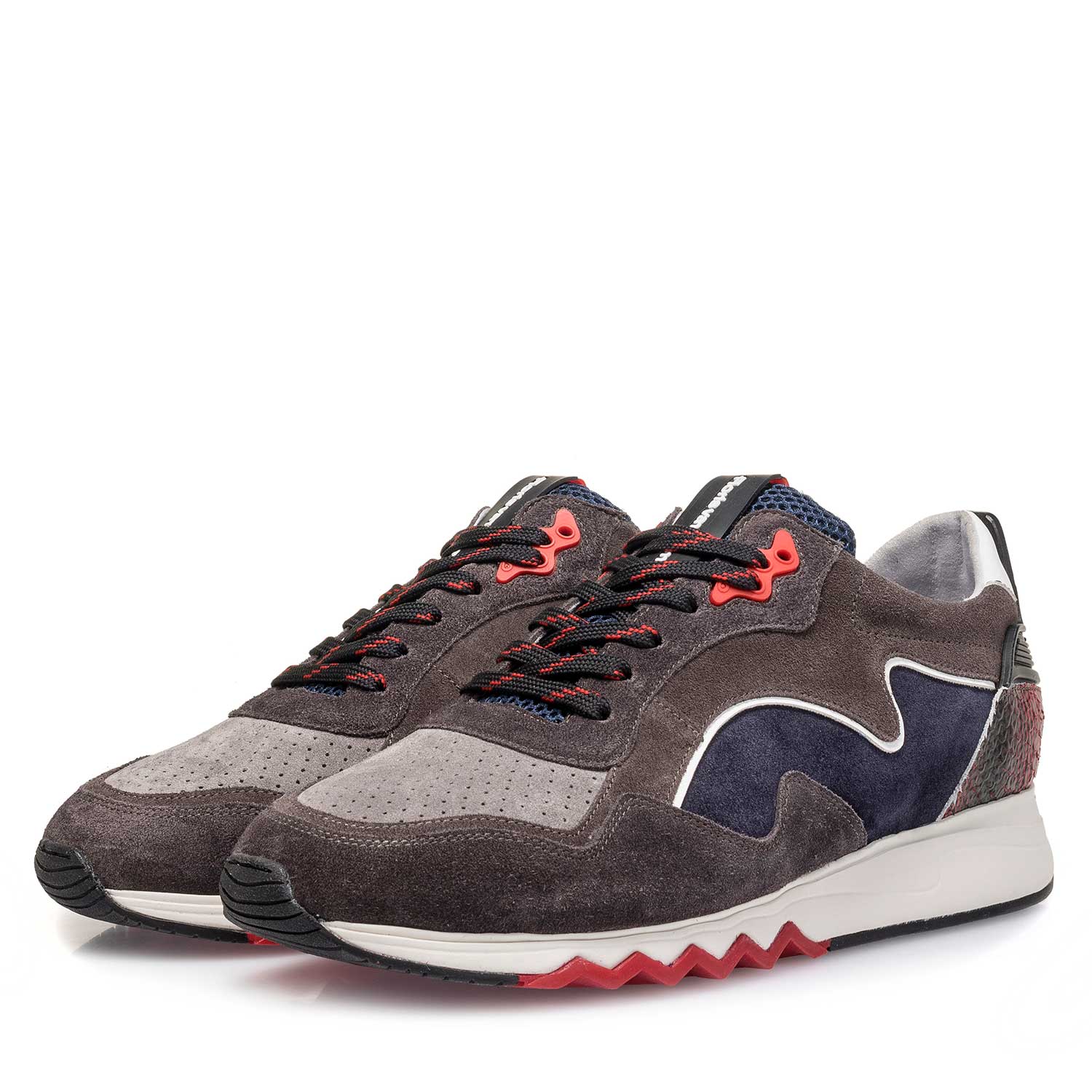 16092/01 - Grey-red suede leather sneaker 16092/01 - Grey-red suede leather sneaker