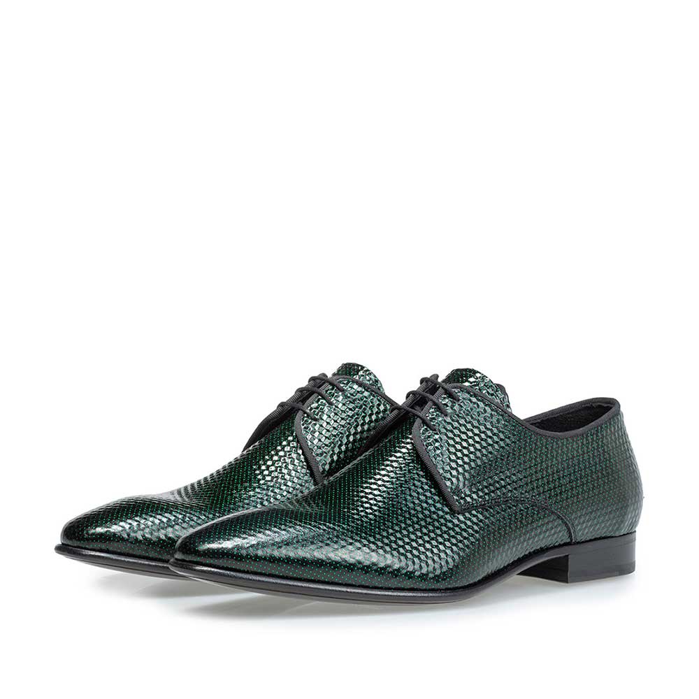 14338/08 - Lace shoe printed leather green 14338/08 - Lace shoe printed leather green