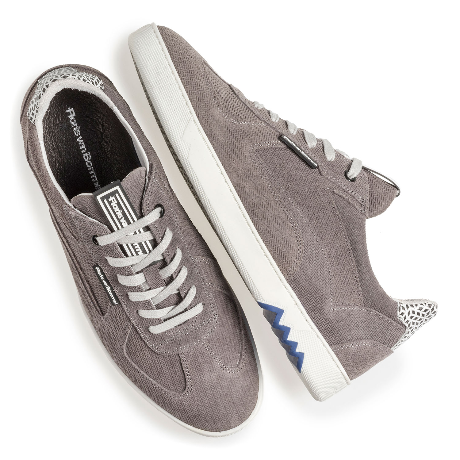 16342/23 - Grey suede leather sneaker with print 16342/23 - Grey suede leather sneaker with print