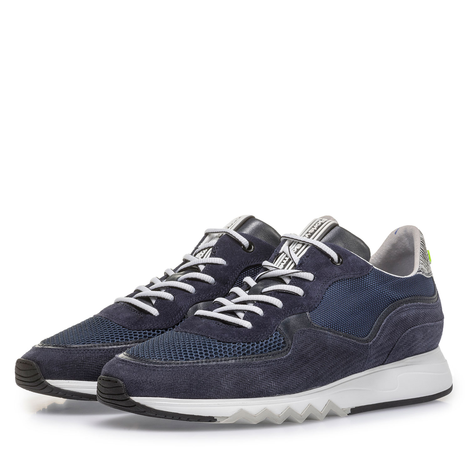 16093/19 - Dark blue suede leather sneaker with print 16093/19 - Dark blue suede leather sneaker with print
