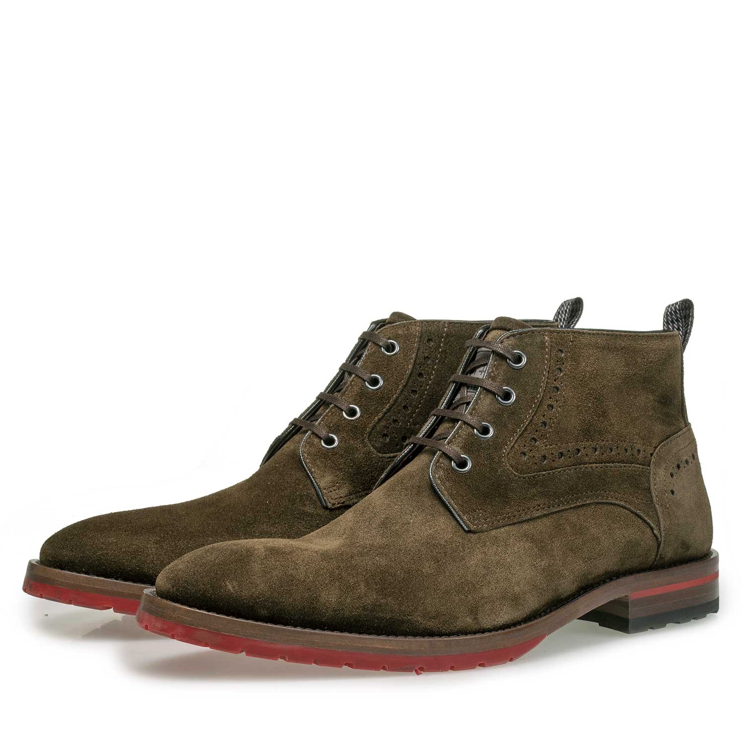 10317/05 - Brown/Olive green suede leather lace shoe 10317/05 - Brown/Olive green suede leather lace shoe