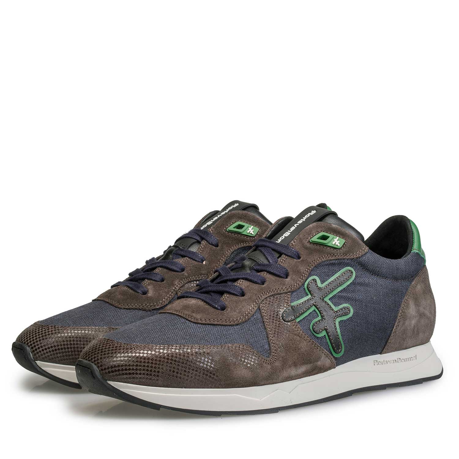 16226/03 - Blue/ Green canvas sneaker with green accents 16226/03 - Blue/ Green canvas sneaker with green accents