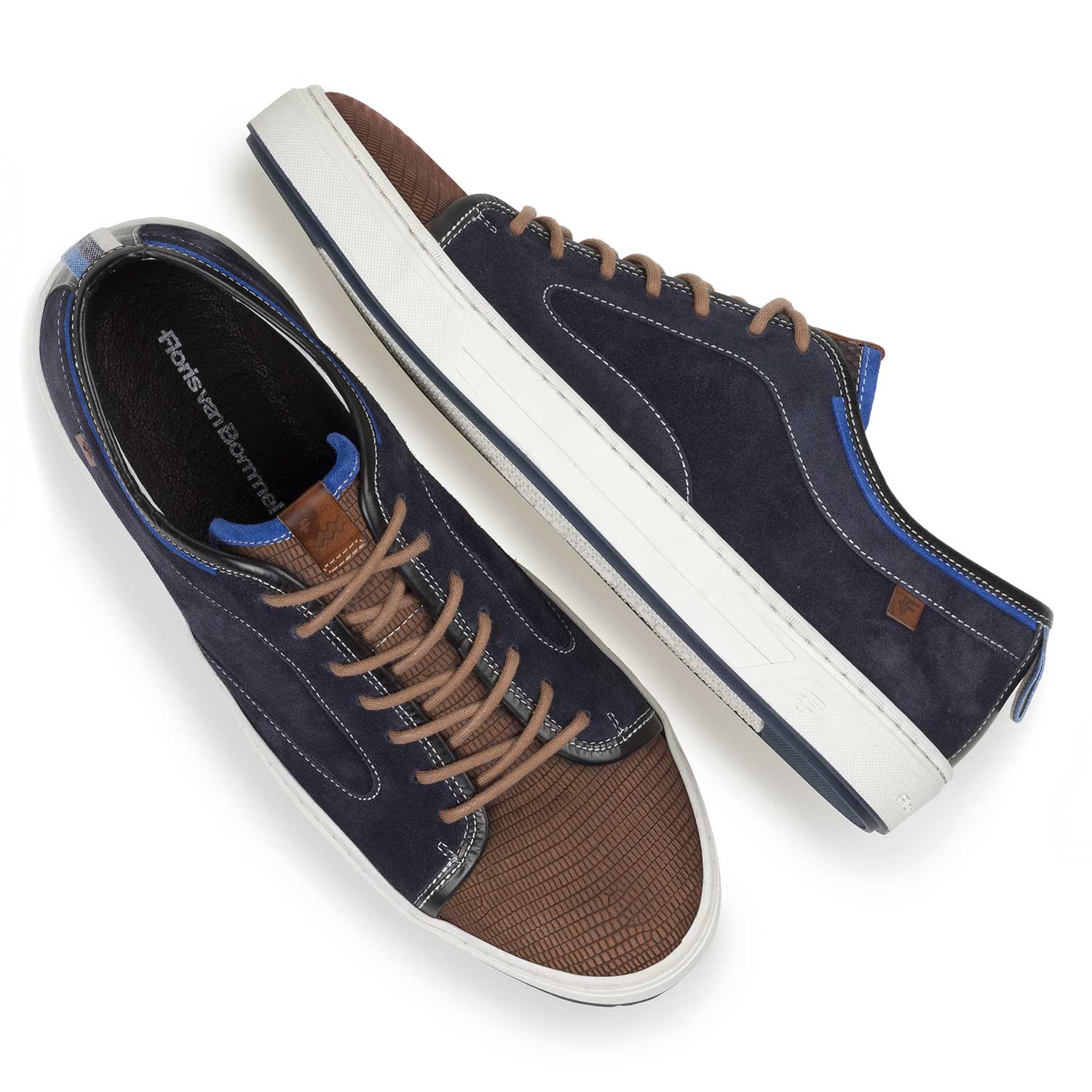 13466/10 - Dark grey & blue lizard print suede leather sneaker 13466/10 - Dark grey & blue lizard print suede leather sneaker