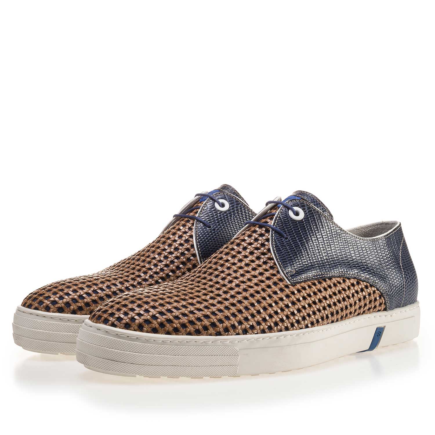 14087/01 - Premium blue braided leather sneaker 14087/01 - Premium blue braided leather sneaker