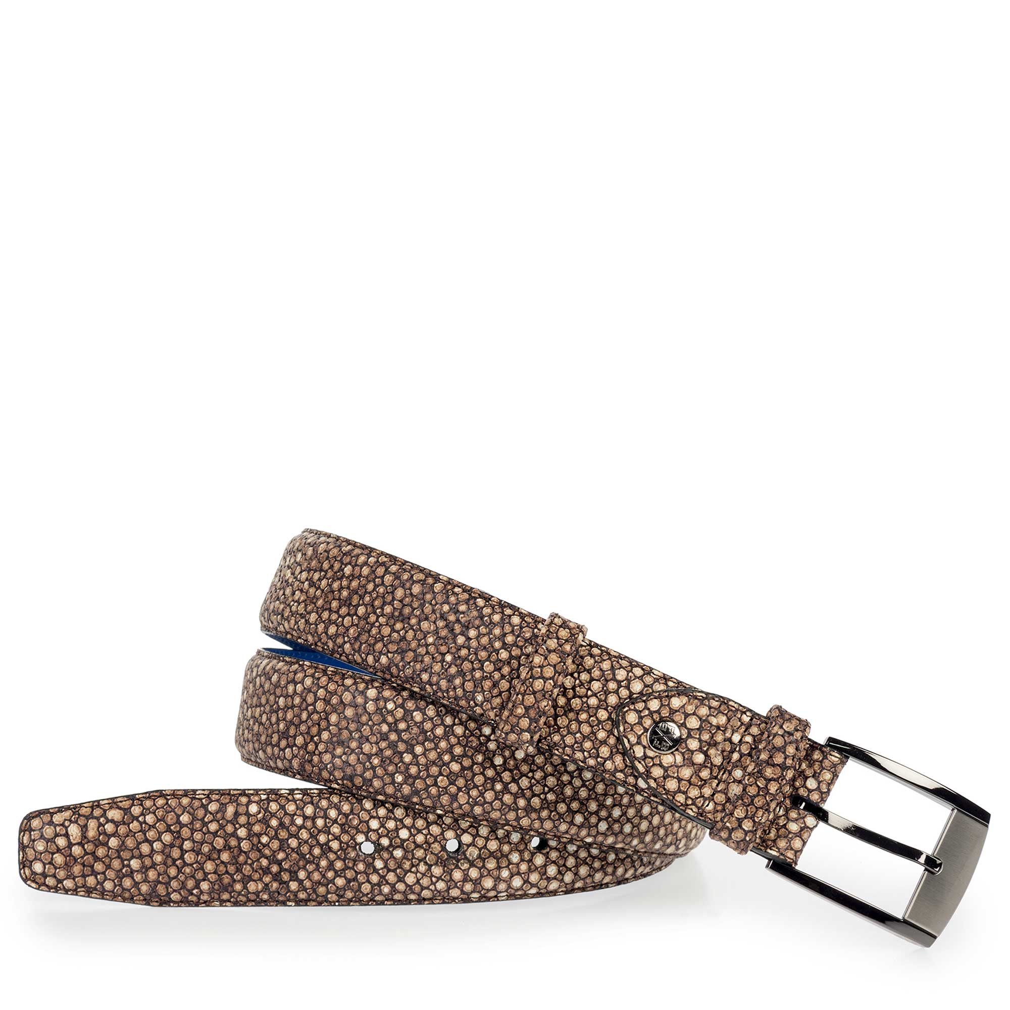 75180/12 - Brown, patterned leather belt 75180/12 - Brown, patterned leather belt