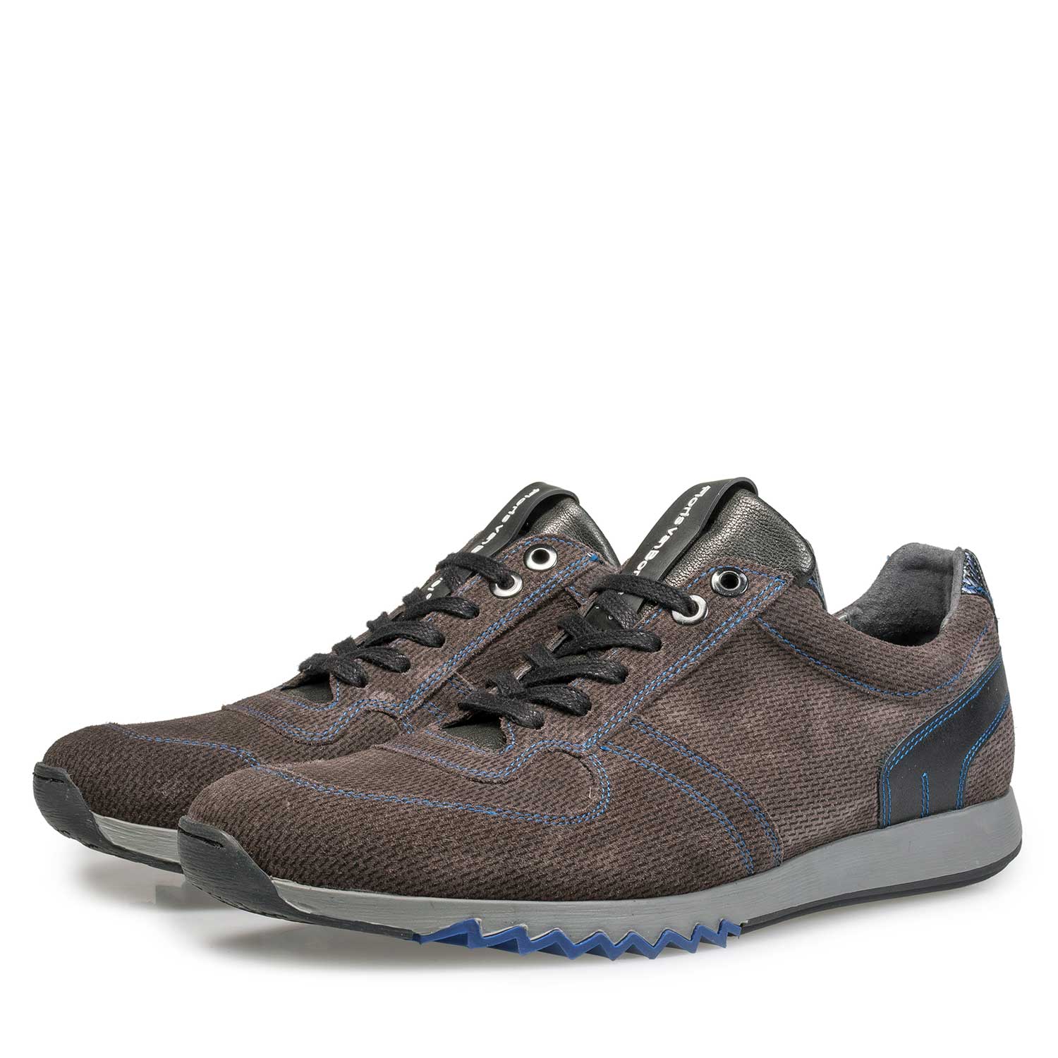 16171/08 - Grey-brown sneaker with cobalt blue details 16171/08 - Grey-brown sneaker with cobalt blue details