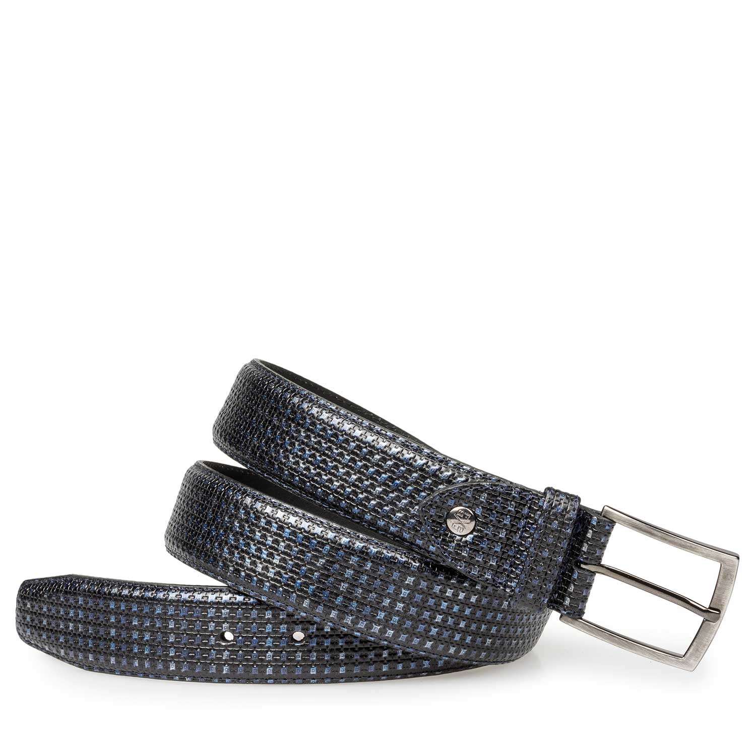 75190/24 - Blue leather belt with metallic design 75190/24 - Blue leather belt with metallic design