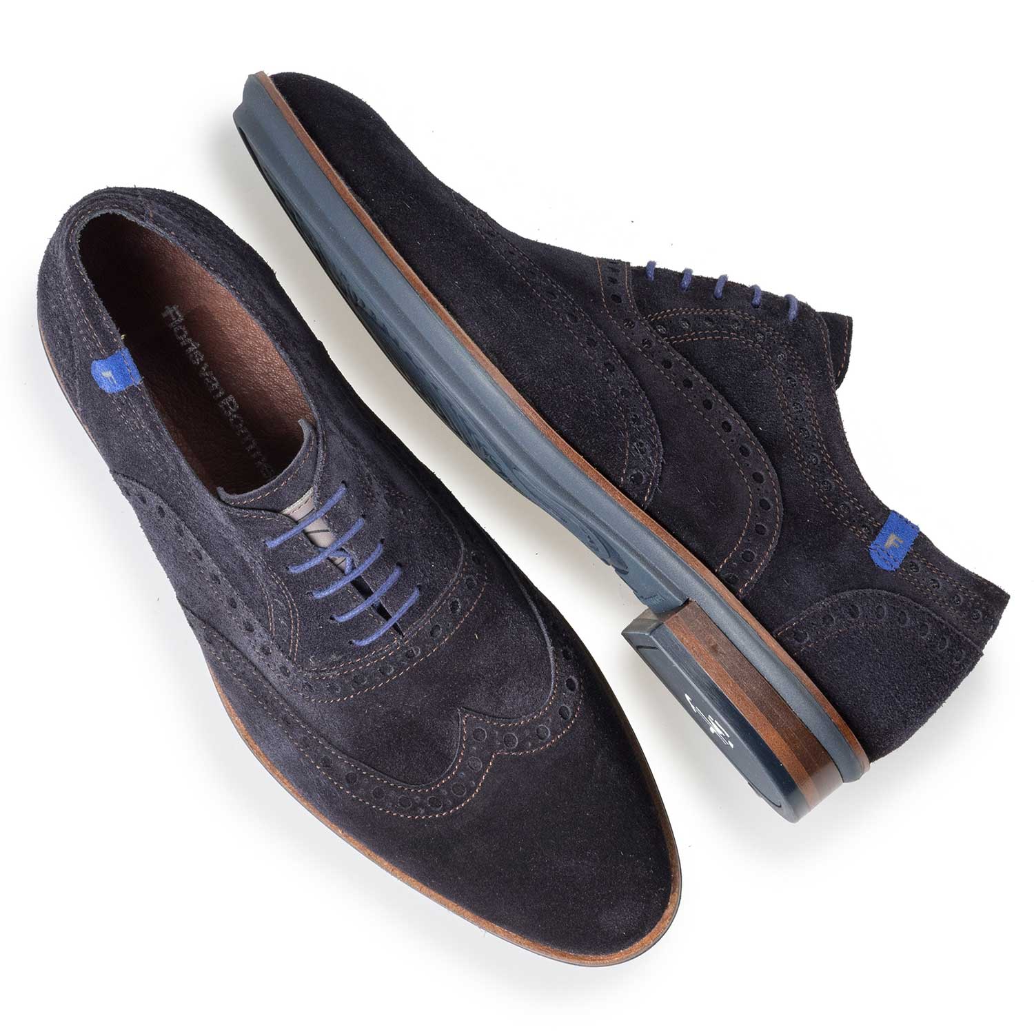 19048/03 - Blue brogue suede leather lace shoe 19048/03 - Blue brogue suede leather lace shoe