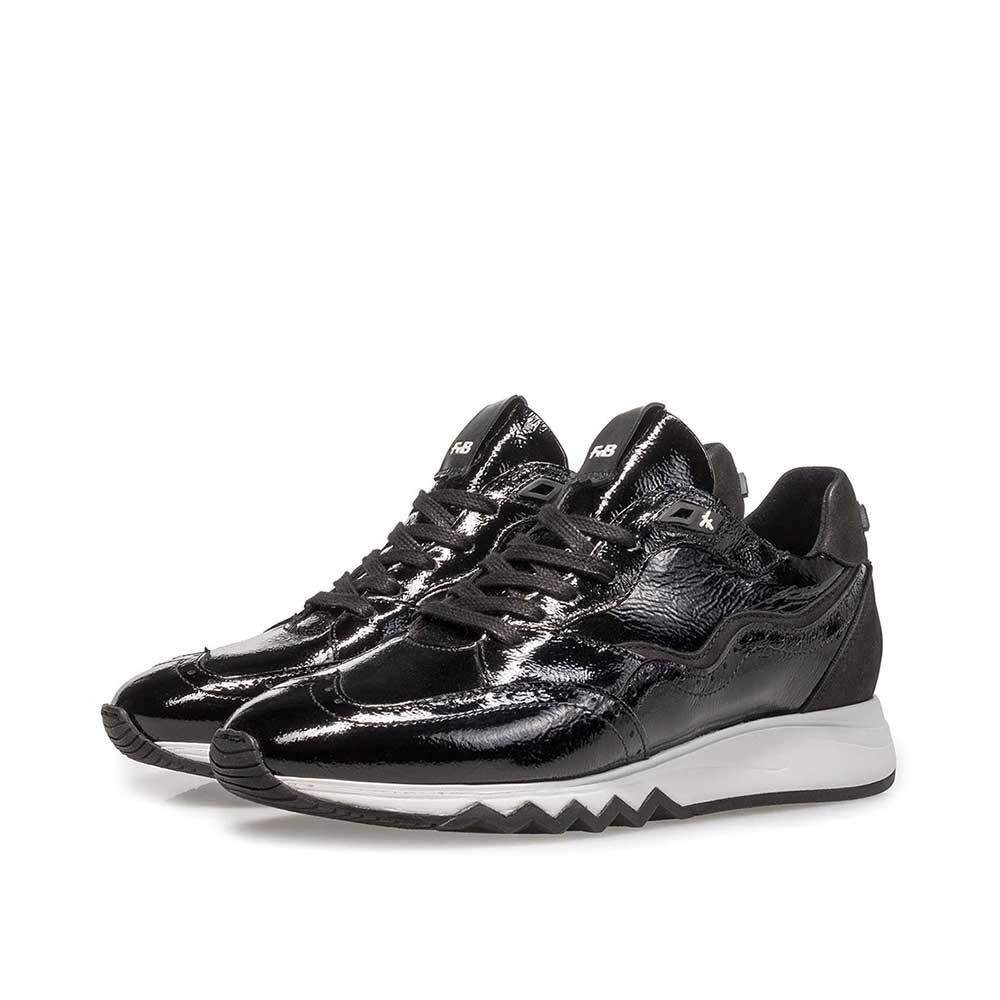 black patent leather sneakers