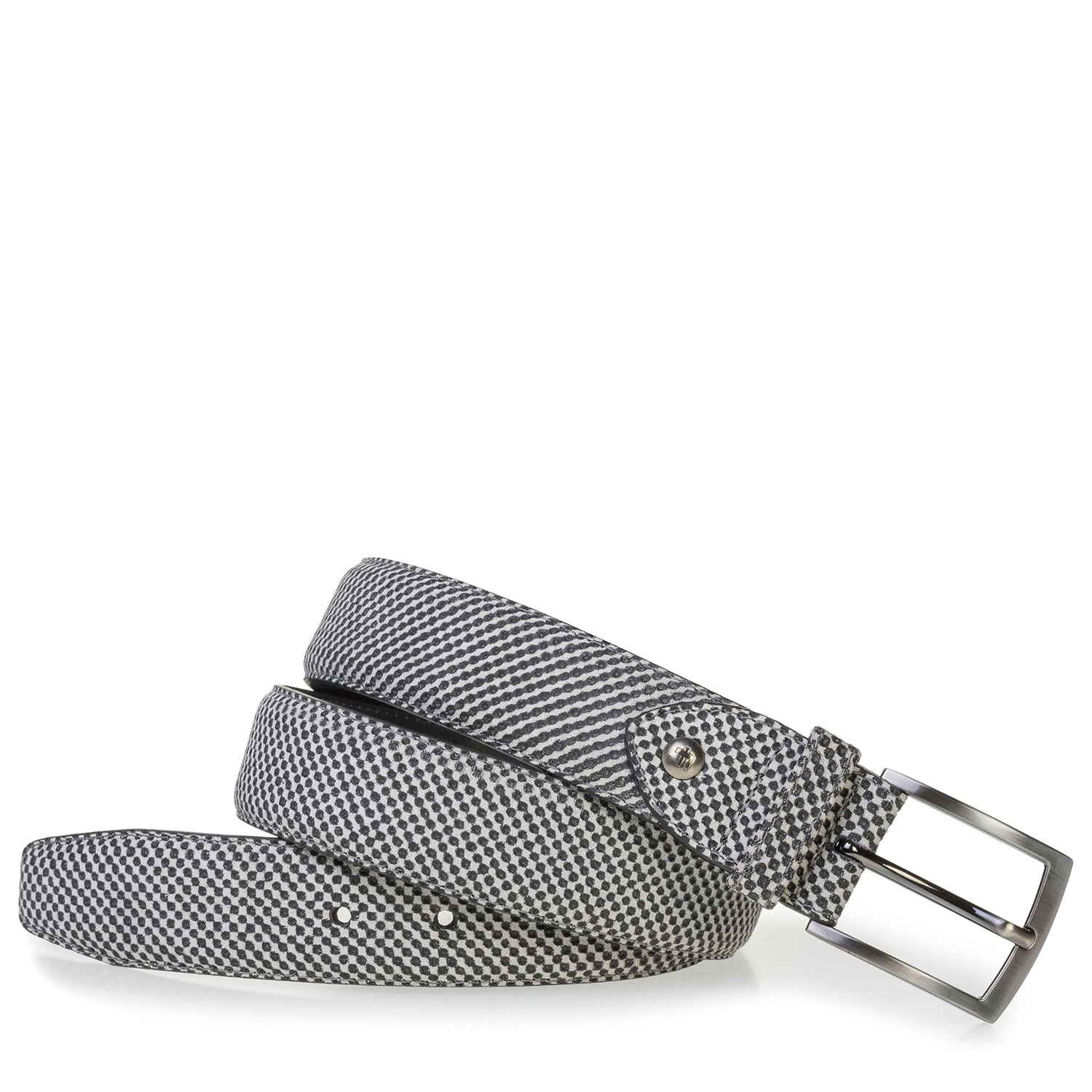 75201/75 - Grey suede leather belt with print 75201/75 - Grey suede leather belt with print