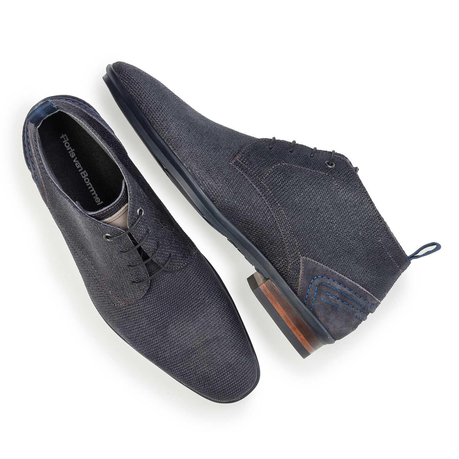10960/09 - Blue suede leather lace boot 10960/09 - Blue suede leather lace boot