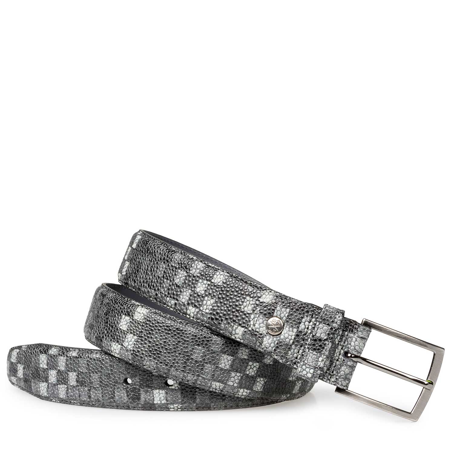 75190/17 - Grey printed calf’s leather belt 75190/17 - Grey printed calf’s leather belt