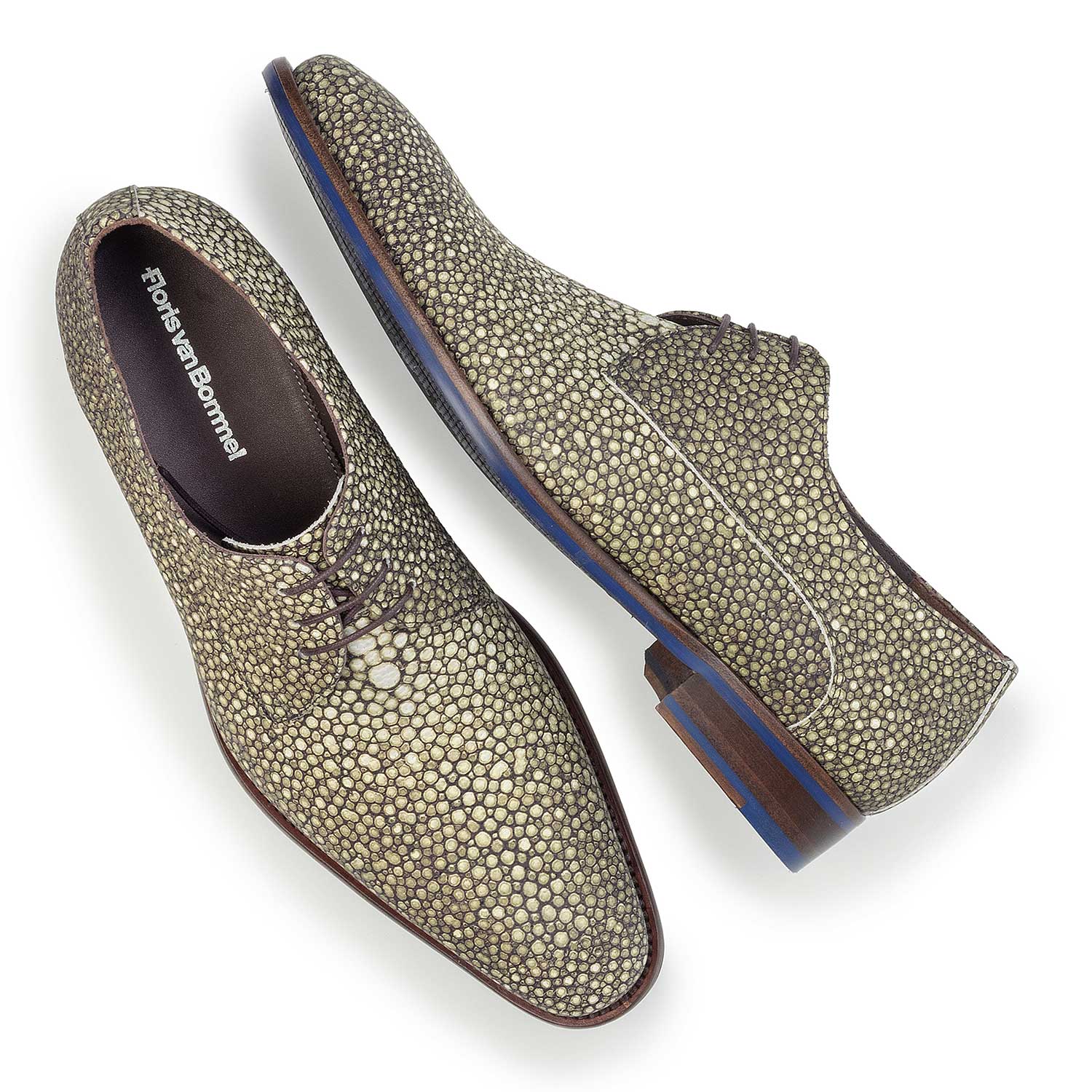 14194/00 - Green, patterned leather lace shoe 14194/00 - Green, patterned leather lace shoe