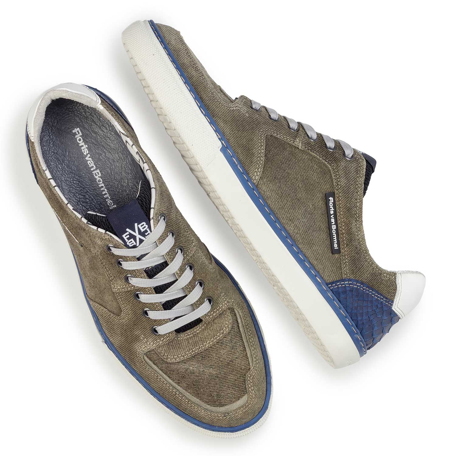 16252/05 - Olive green patterned suede leather sneaker 16252/05 - Olive green patterned suede leather sneaker