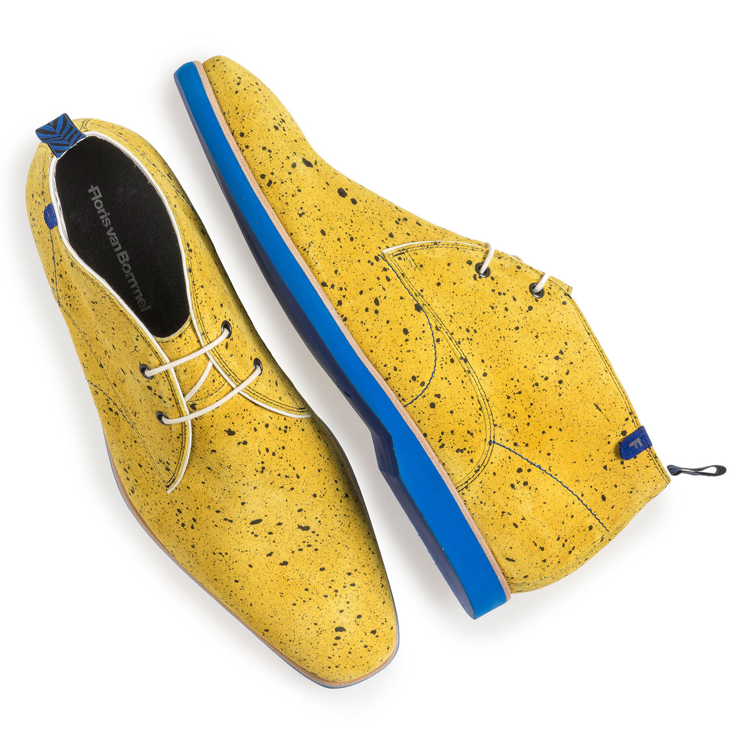 10014/16 - Yellow suede leather lace boot with print 10014/16 - Yellow suede leather lace boot with print