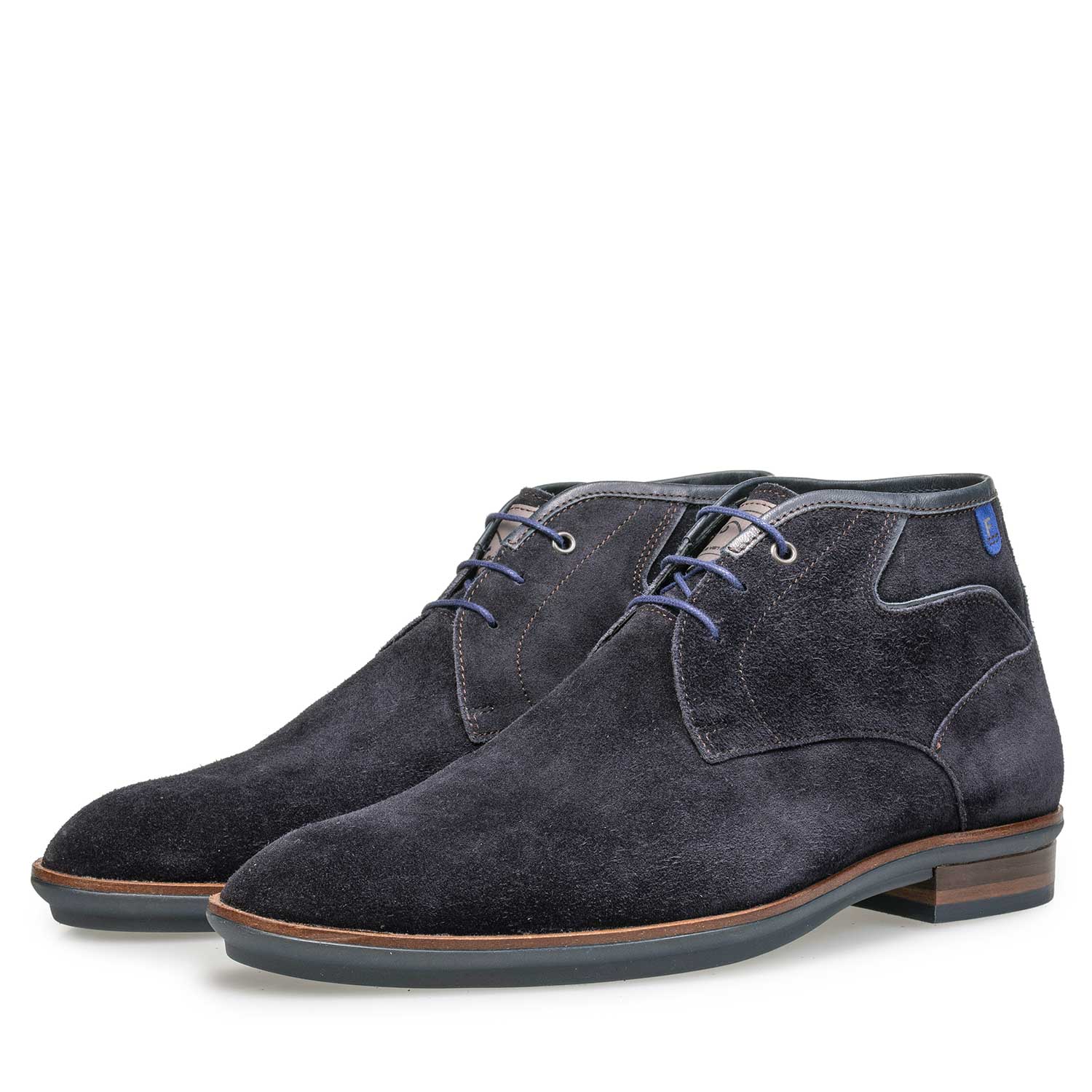 10156/03 - Dark blue suede leather lace boot 10156/03 - Dark blue suede leather lace boot