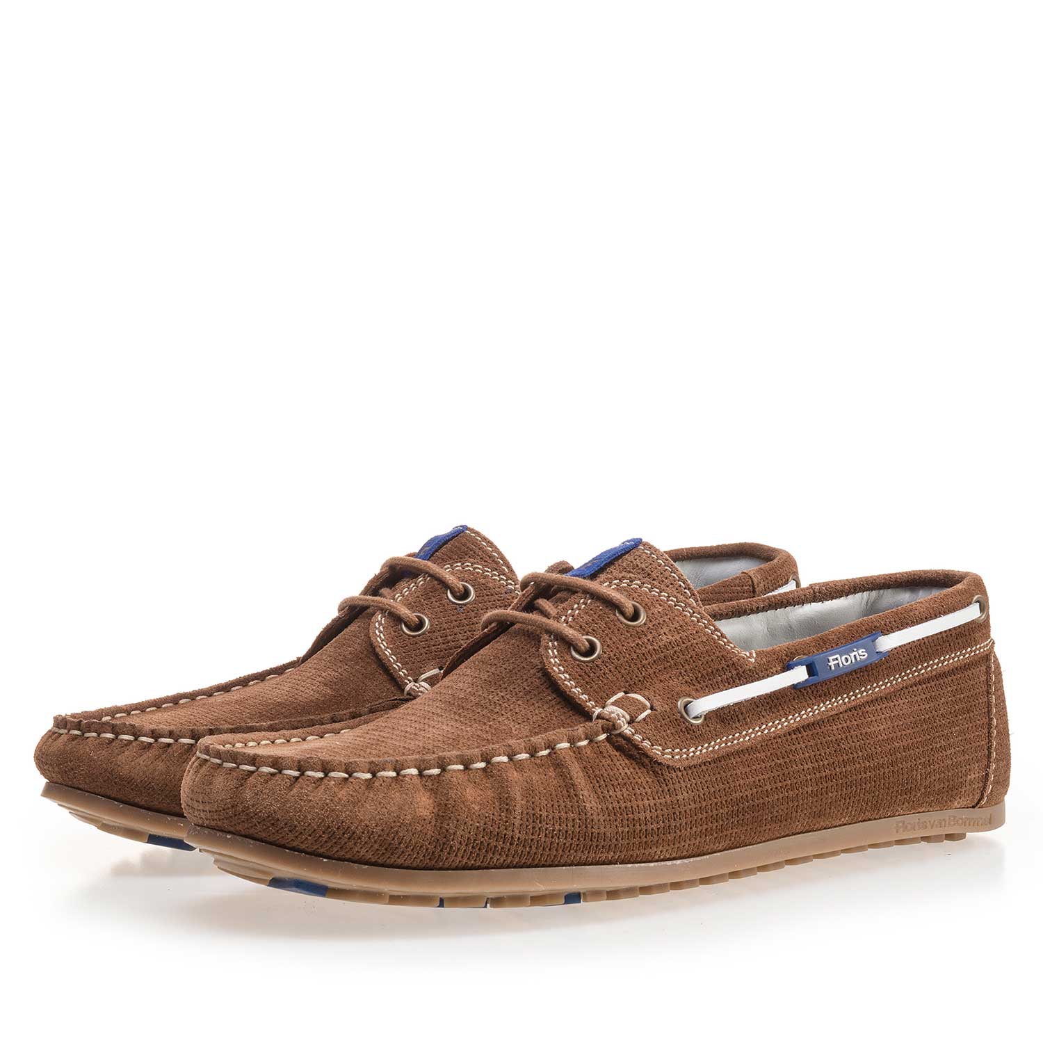 15035/02 - Brown, patterned suede leather boat shoe 15035/02 - Brown, patterned suede leather boat shoe
