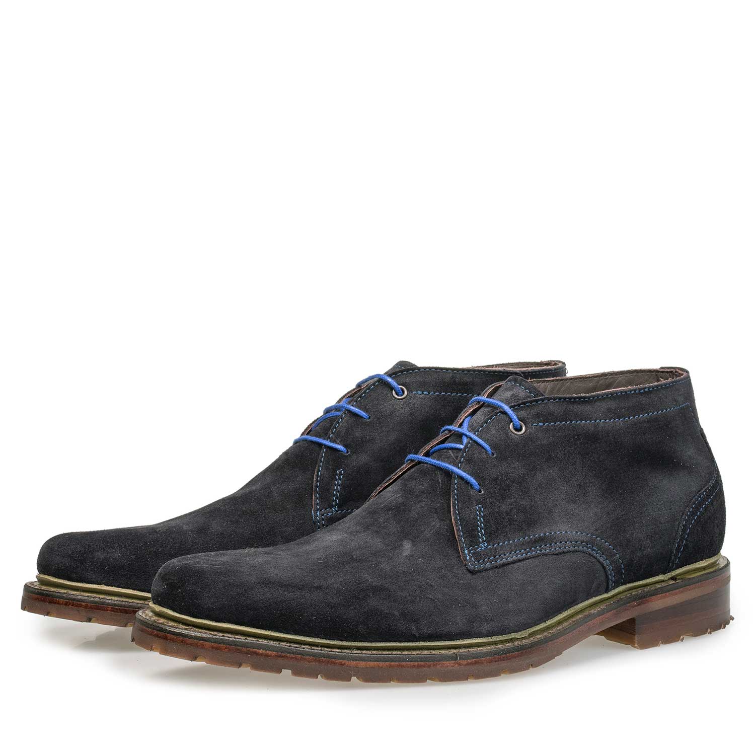 10449/00 - Dark blue suede leather lace boot 10449/00 - Dark blue suede leather lace boot
