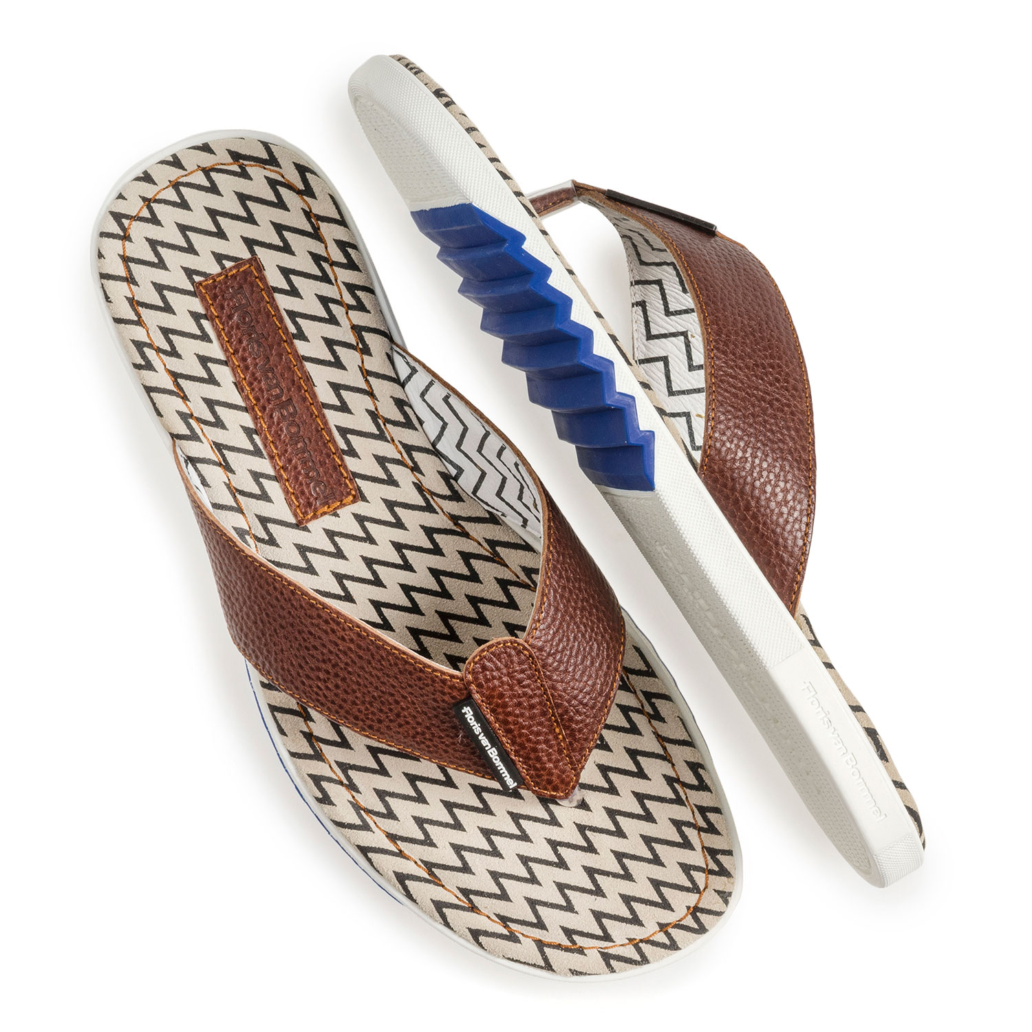 20201/10 - Cognac-coloured calf leather thong slipper 20201/10 - Cognac-coloured calf leather thong slipper