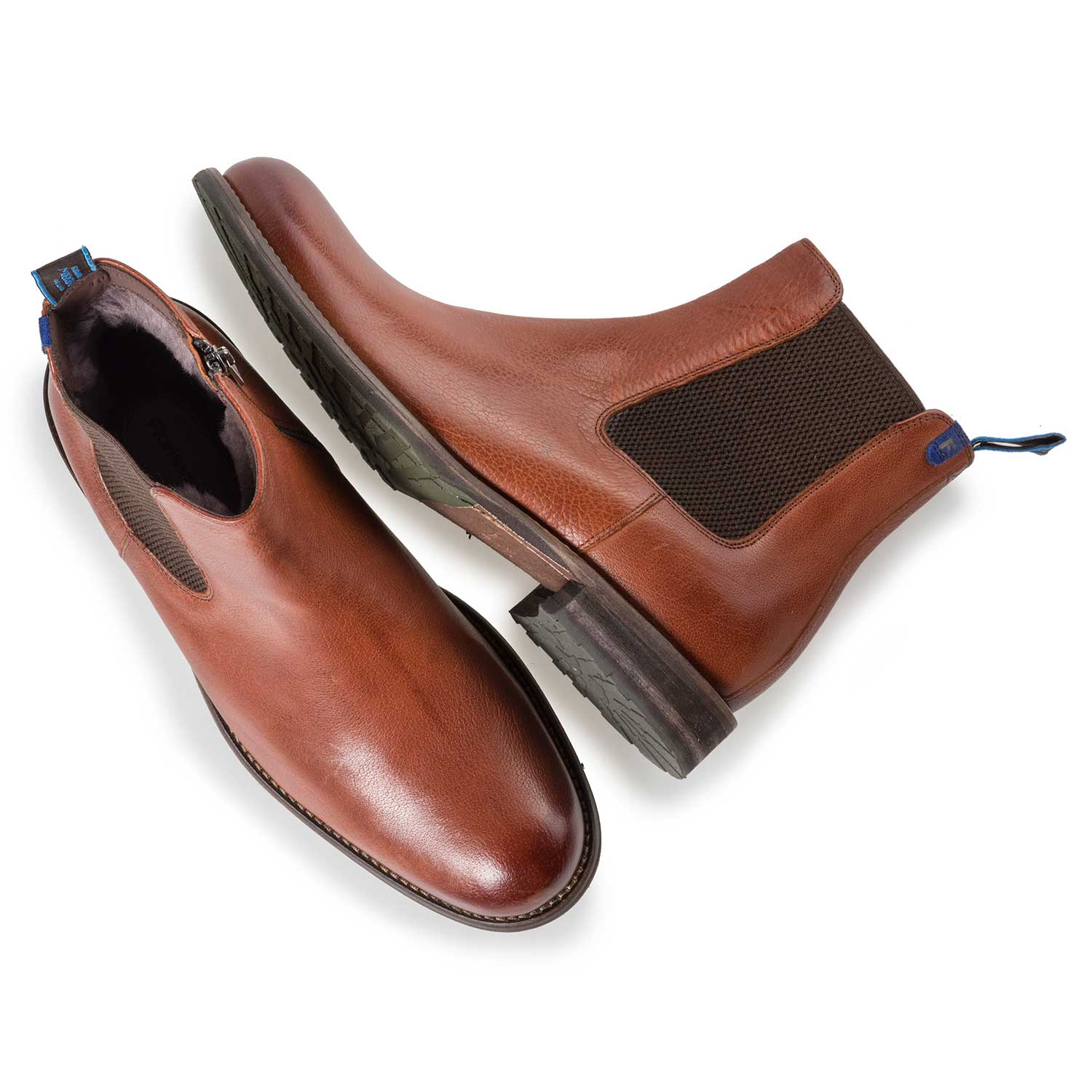 10289/02 - Wool lined cognac-coloured leather Chelsea boot 10289/02 - Wool lined cognac-coloured leather Chelsea boot