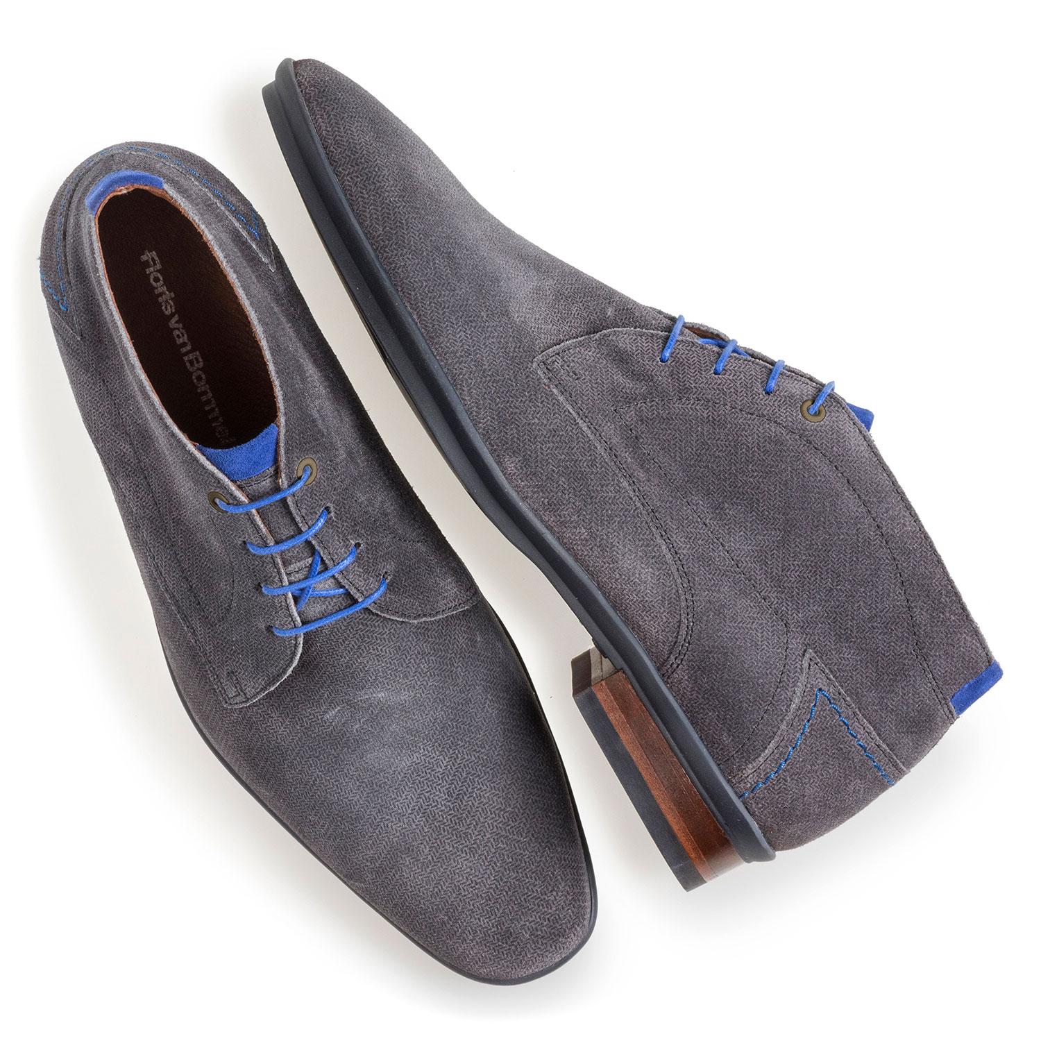 20440/02 - Dark grey suede leather lace boot with print 20440/02 - Dark grey suede leather lace boot with print