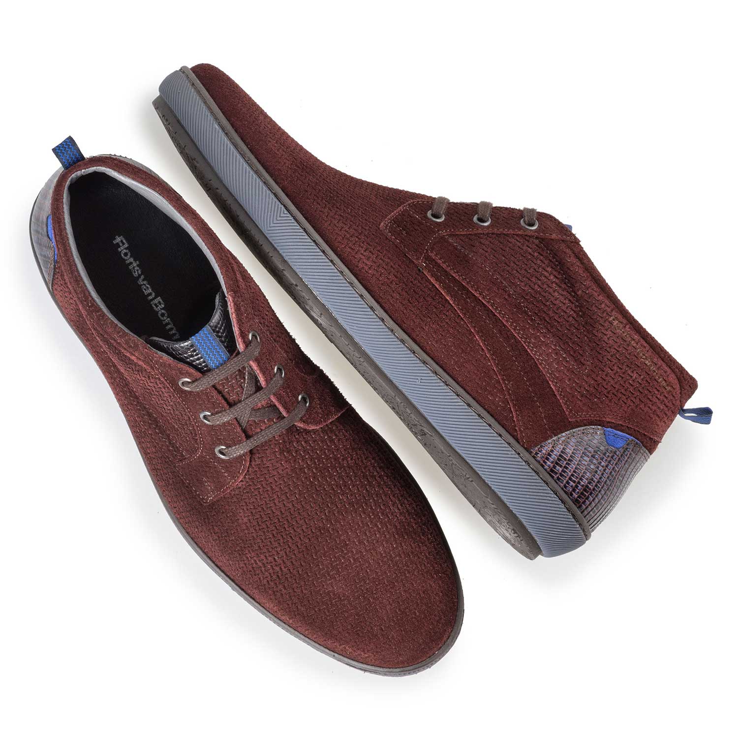 10074/00 - Burgundy red lace boot made of calf’s suede leather 10074/00 - Burgundy red lace boot made of calf’s suede leather