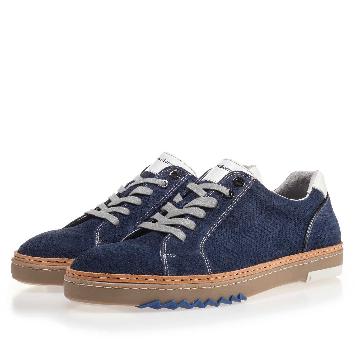 14057/04 - Blue, suede leather sneaker with pattern 14057/04 - Blue, suede leather sneaker with pattern