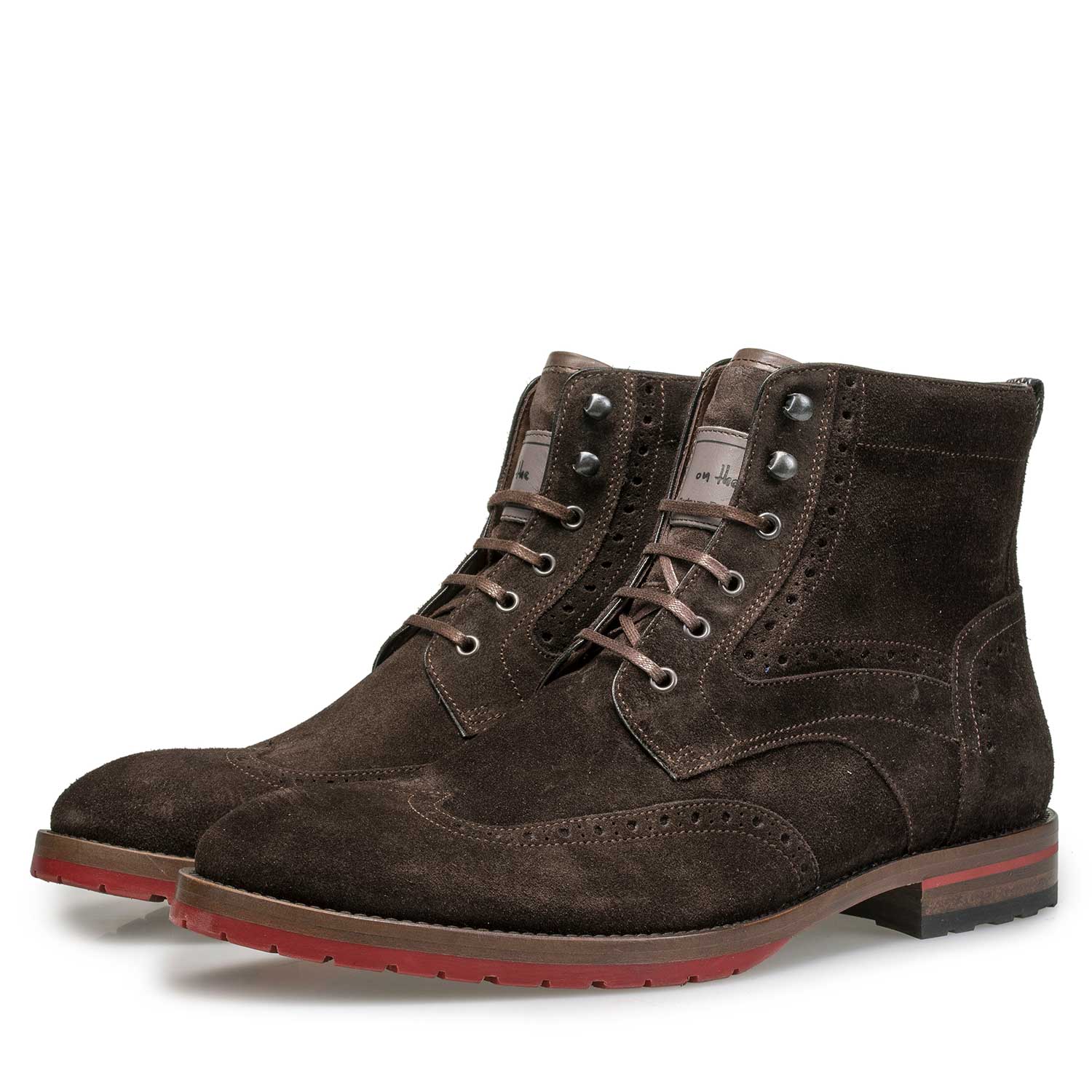 10295/06 - Brown suede leather brogue lace boot 10295/06 - Brown suede leather brogue lace boot