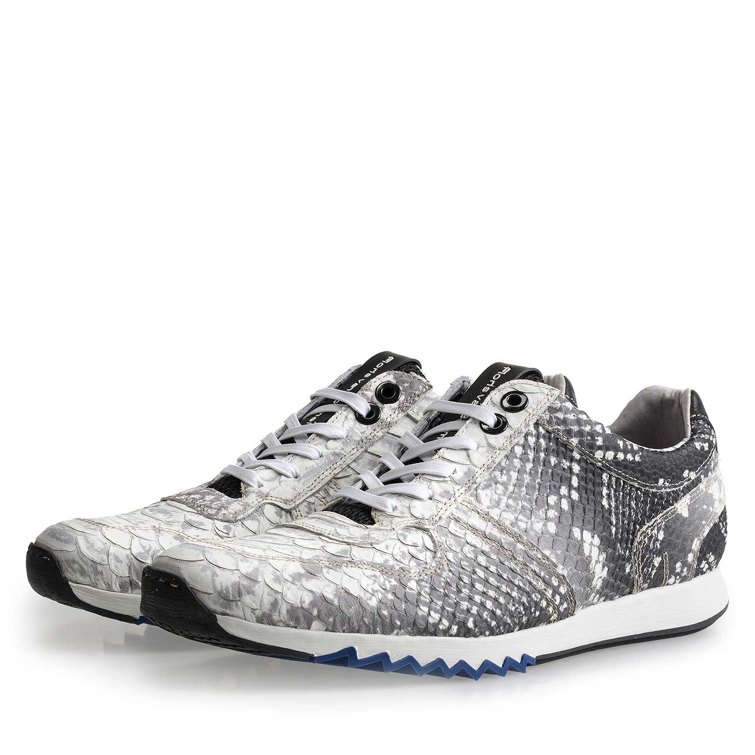 16227/13 - Grey leather sneaker with snake print 16227/13 - Grey leather sneaker with snake print